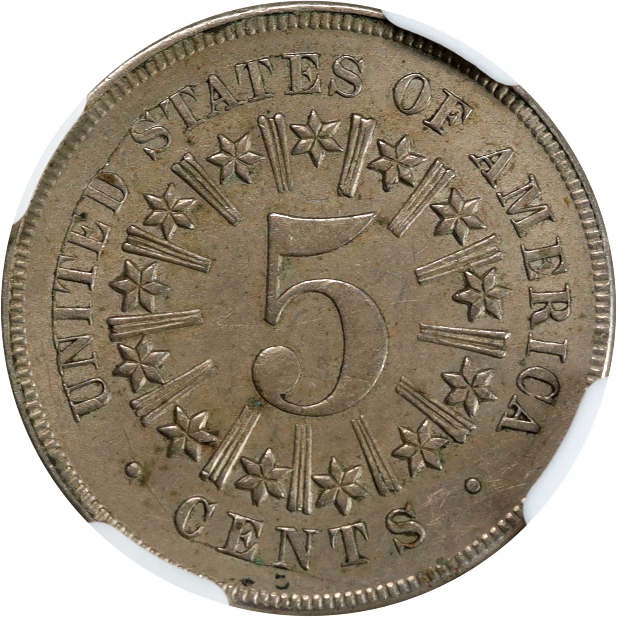 1867 5c Rays, MPD, FS-304 AU50 thumbnail 2