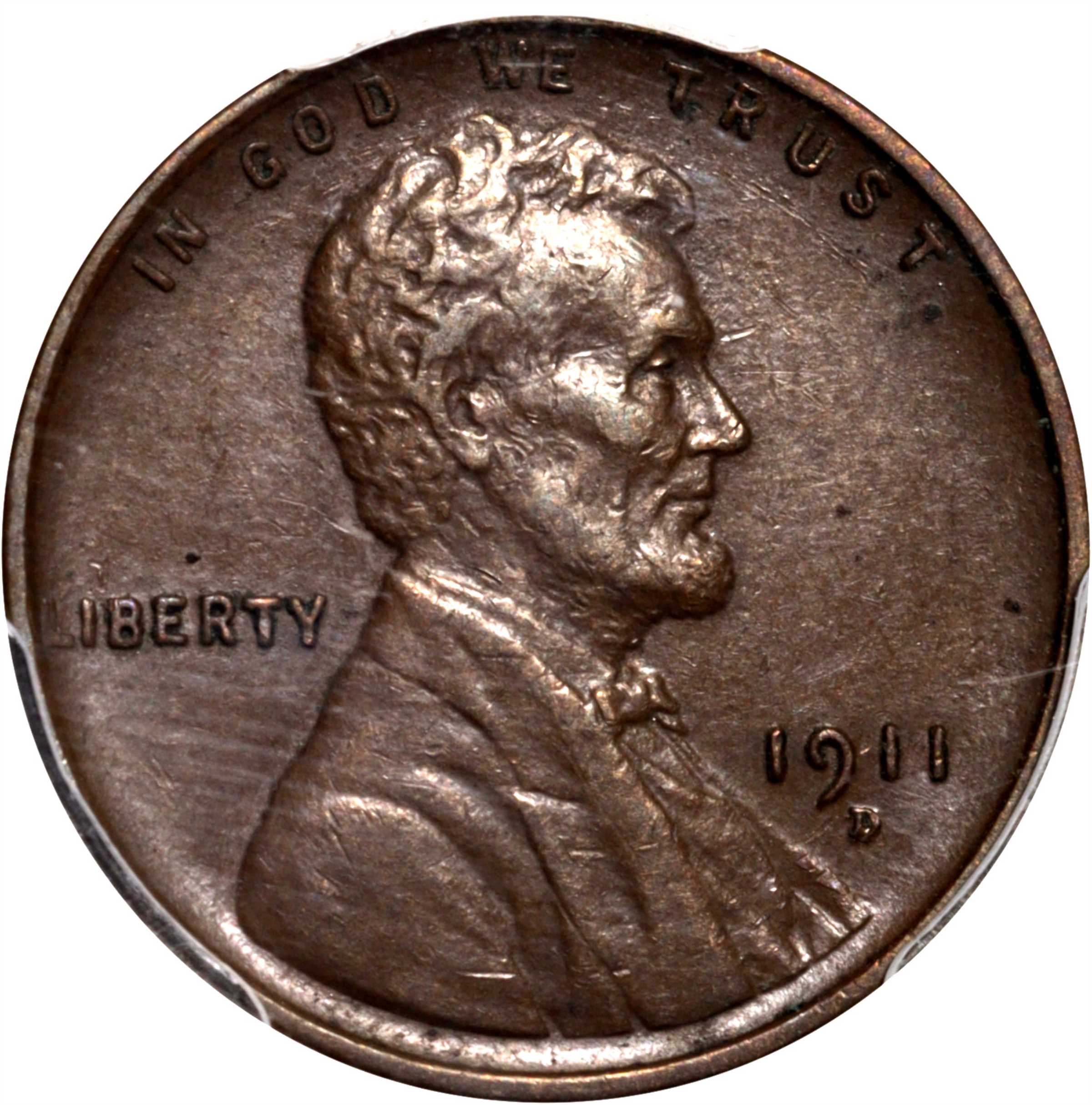 1911-D/D Lincoln Cent. FS-504. Repunched Mintmark. AU-53 (PCGS).