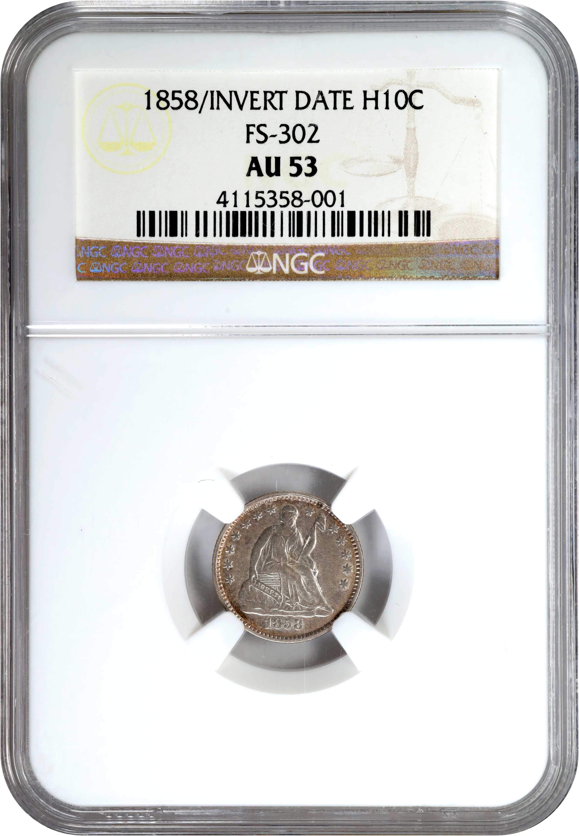 1858 H10c Over Inverted Date, FS-302 MS thumbnail 7