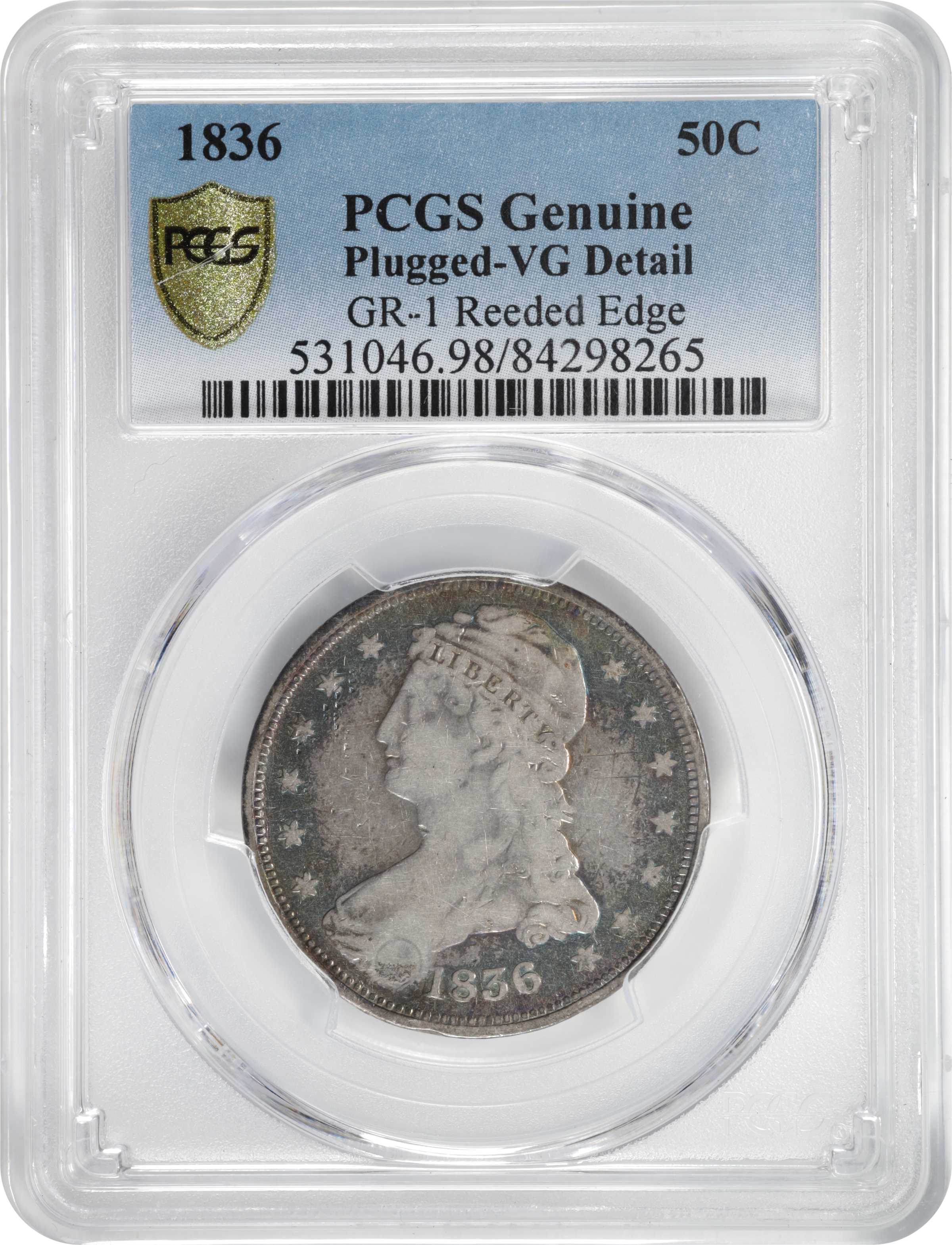 1836 50c Reeded Edge, GR-1 G6 thumbnail 6