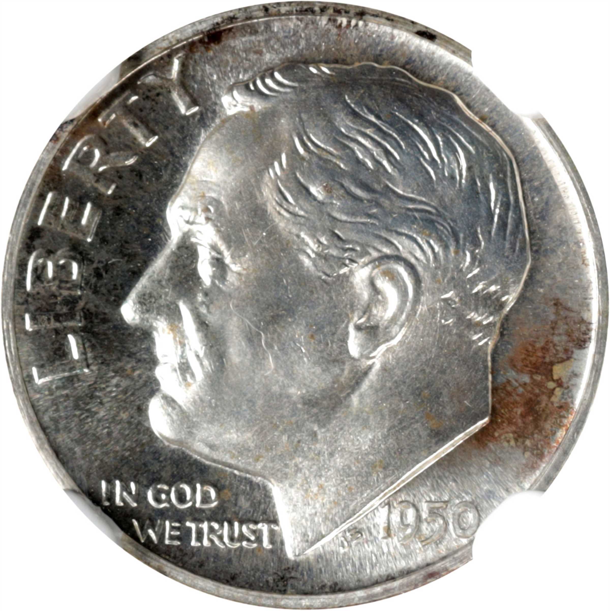 1950 Roosevelt Dime. FS-801. Doubled Die Reverse. Proof-68 (NGC).