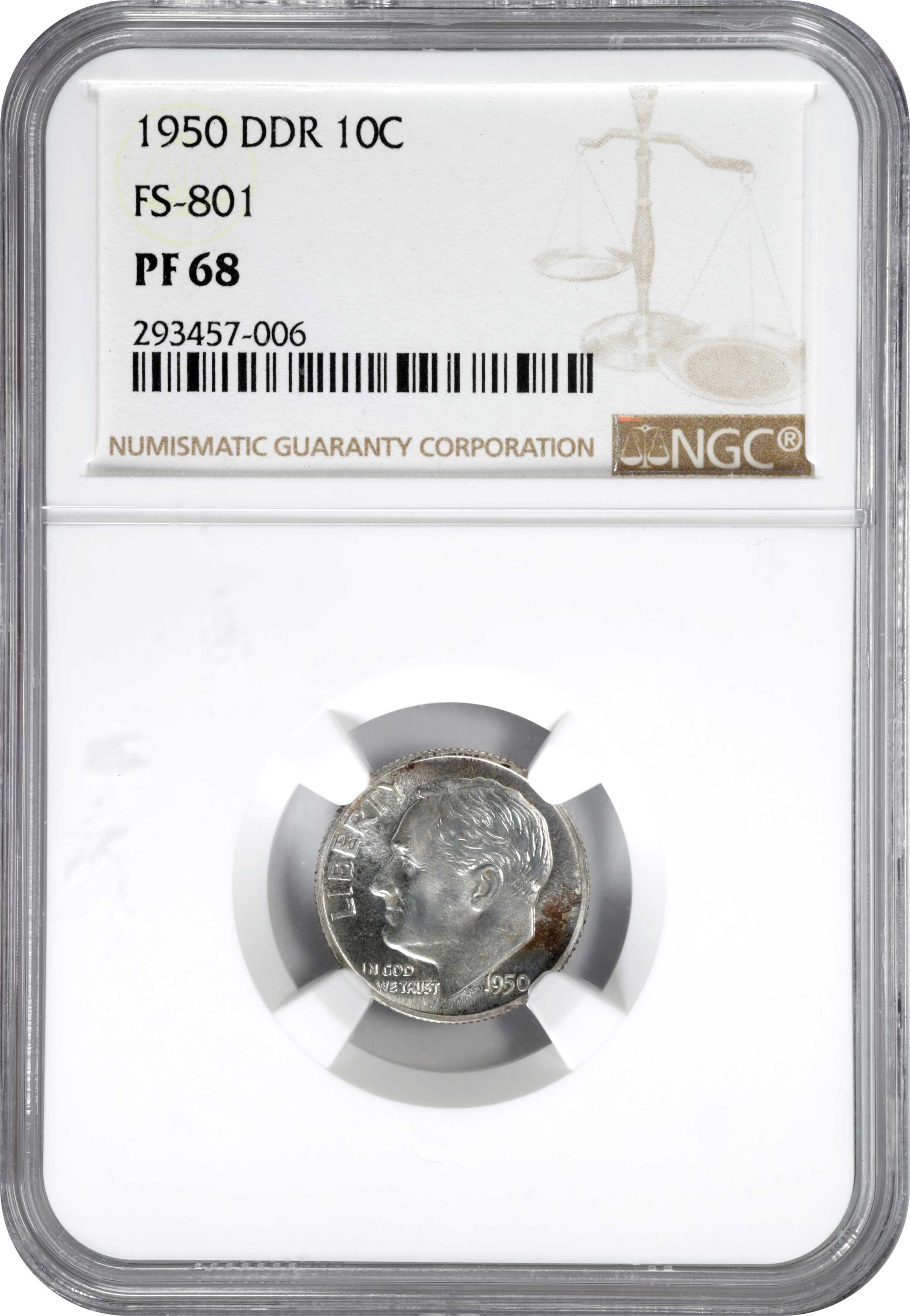 1950 10c Double Die Reverse, FS-801 PR thumbnail 4