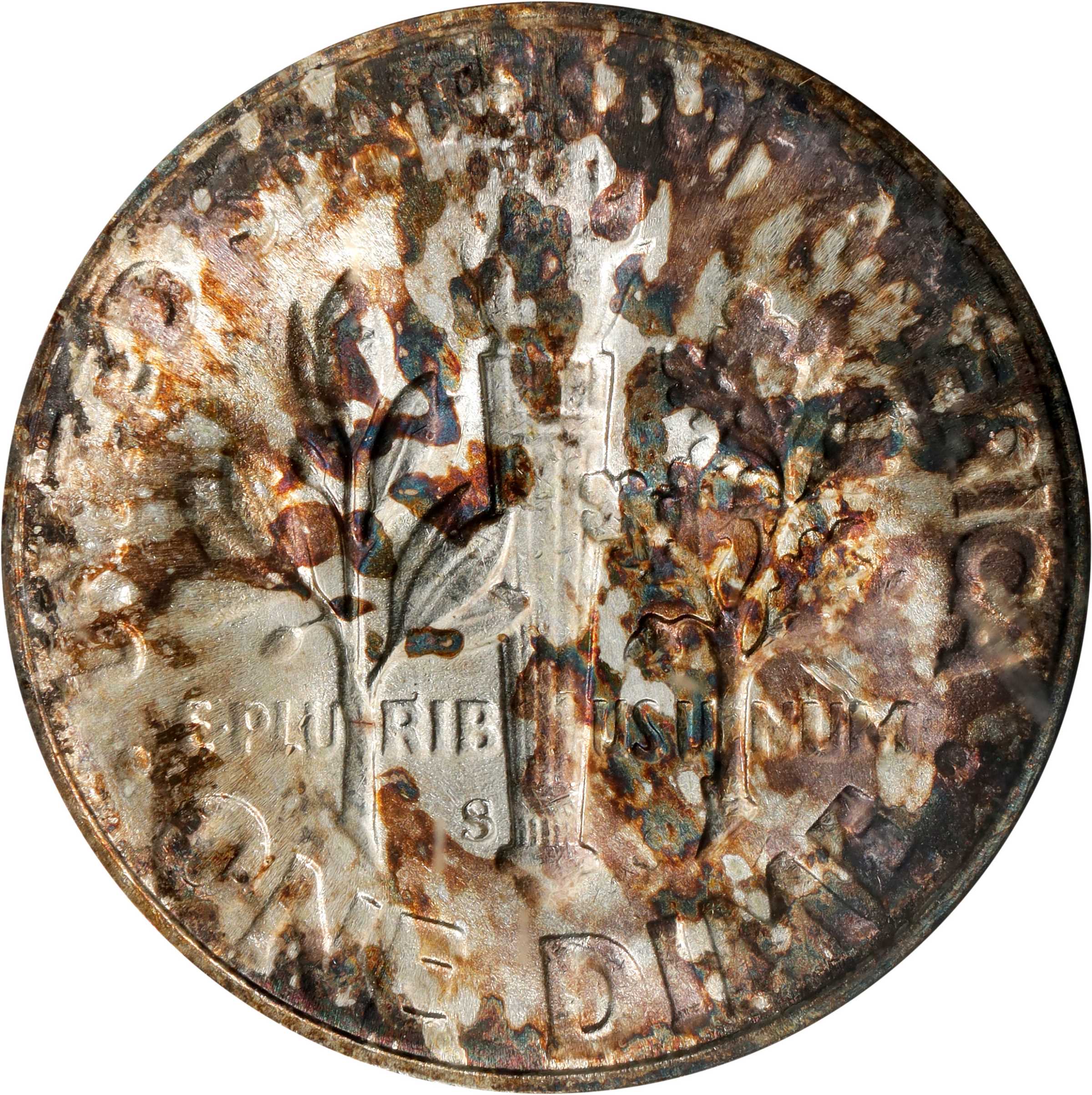 1947-S 10c Doubled Die Reverse, FS-801 MS60 CAC thumbnail 4