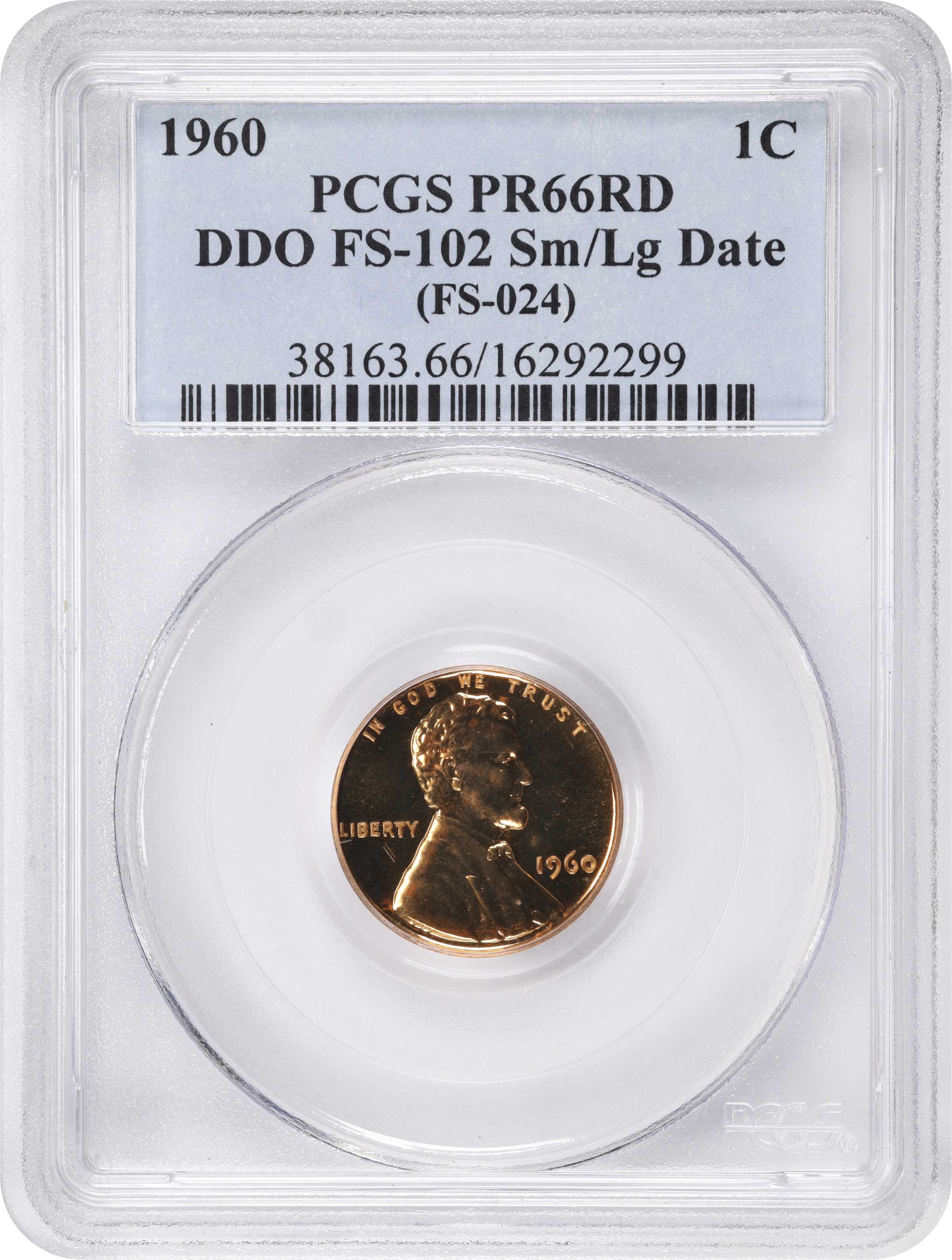 1960 1c Small/Large Date, Doubled Die Obverse, FS-102 PR RD PR66 RD thumbnail 11