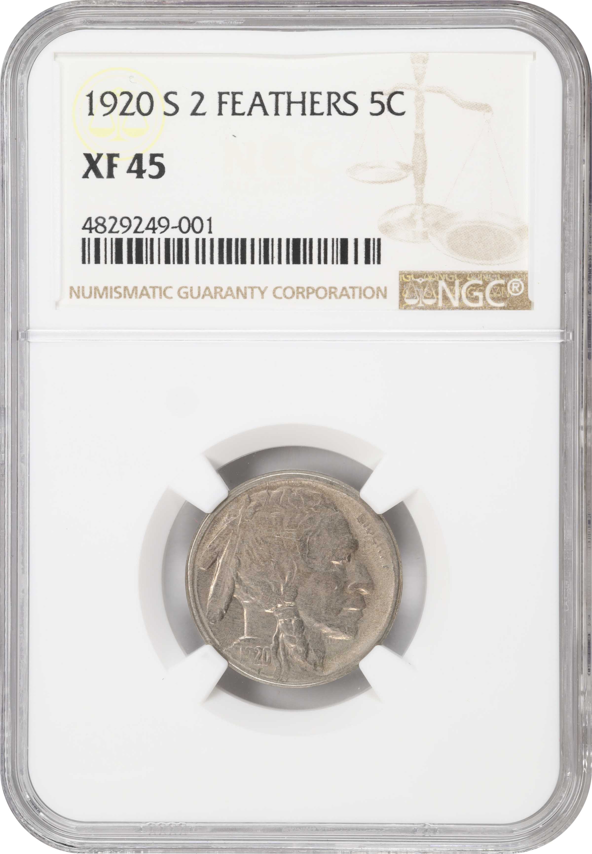 1920-S 5c 2 Feathers, FS-401 VF20 thumbnail 6