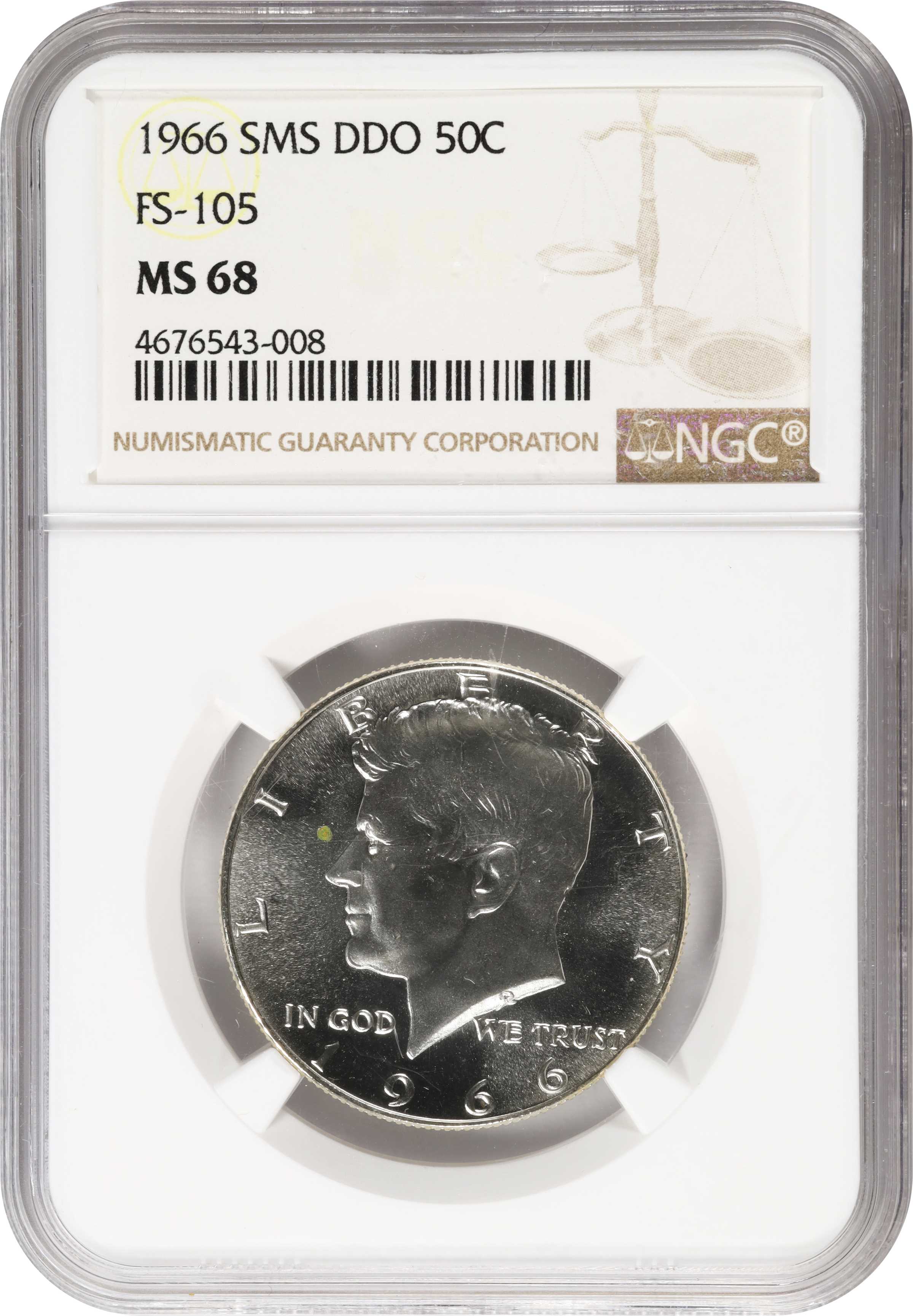 1966 50c SMS, Doubled Die Obverse, FS-105 SMS thumbnail 8