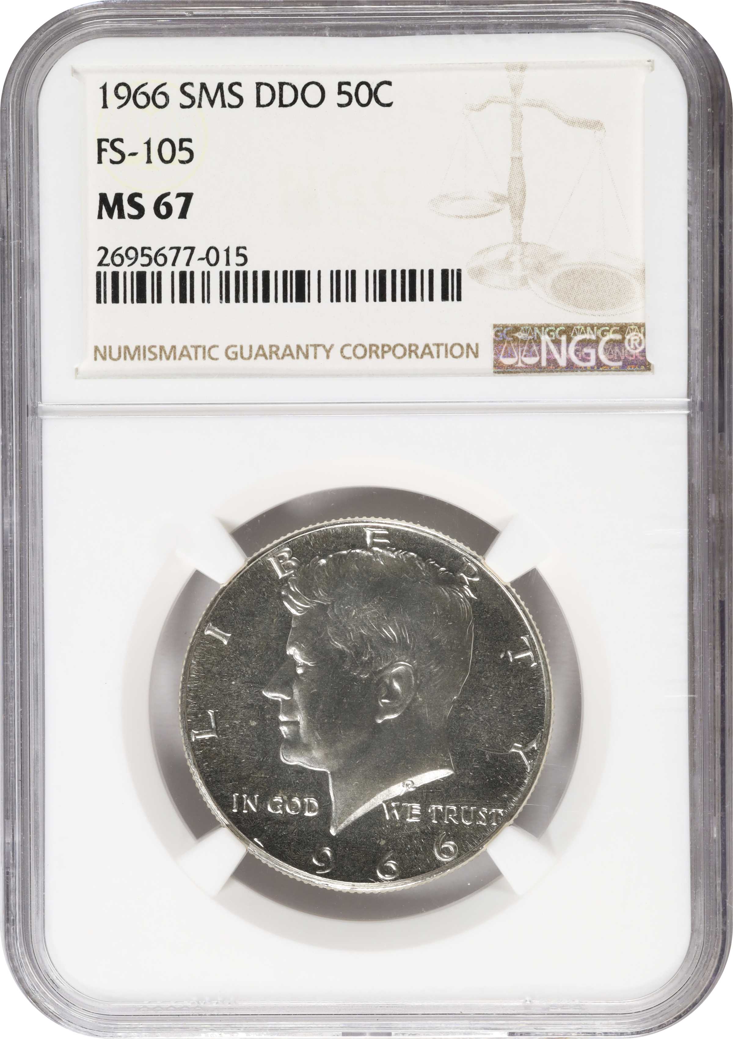 1966 50c SMS, Doubled Die Obverse, FS-105 SMS thumbnail 12