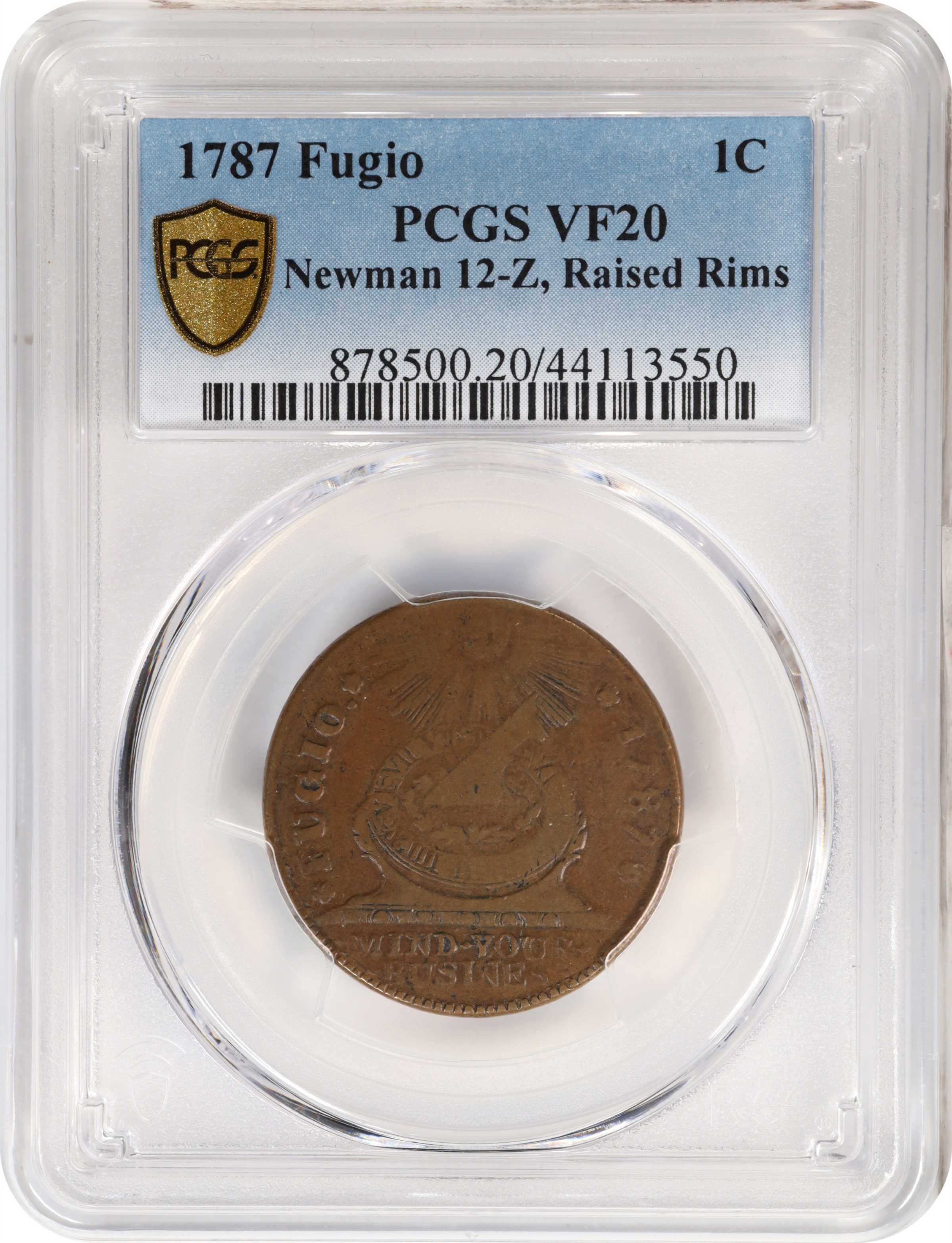 1787 Fugio 1c Cinquefoils, Raised Rims, Newman 12-Z MS BN F15 BN thumbnail 7