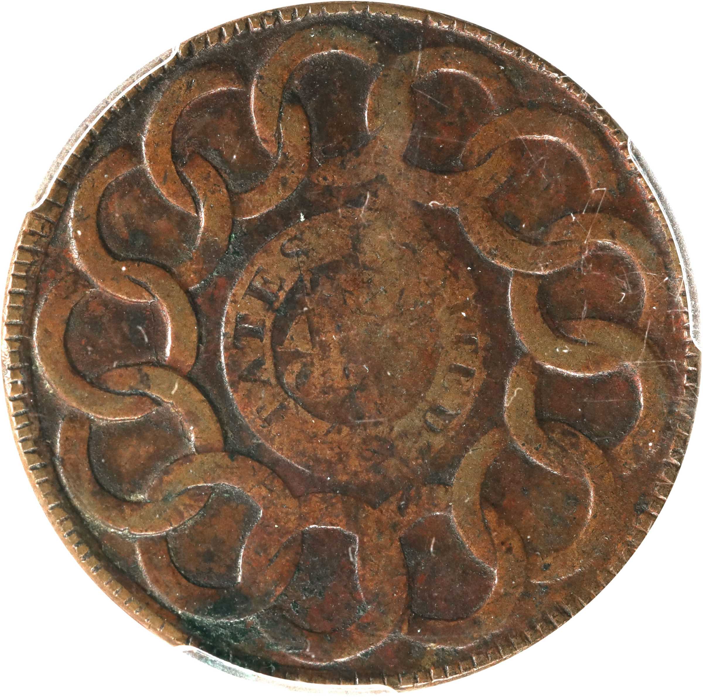 1787 Fugio 1c 4 Cinquefoils, STATES UNITED, Newman 13-R MS BN VG10 BN CAC thumbnail 19