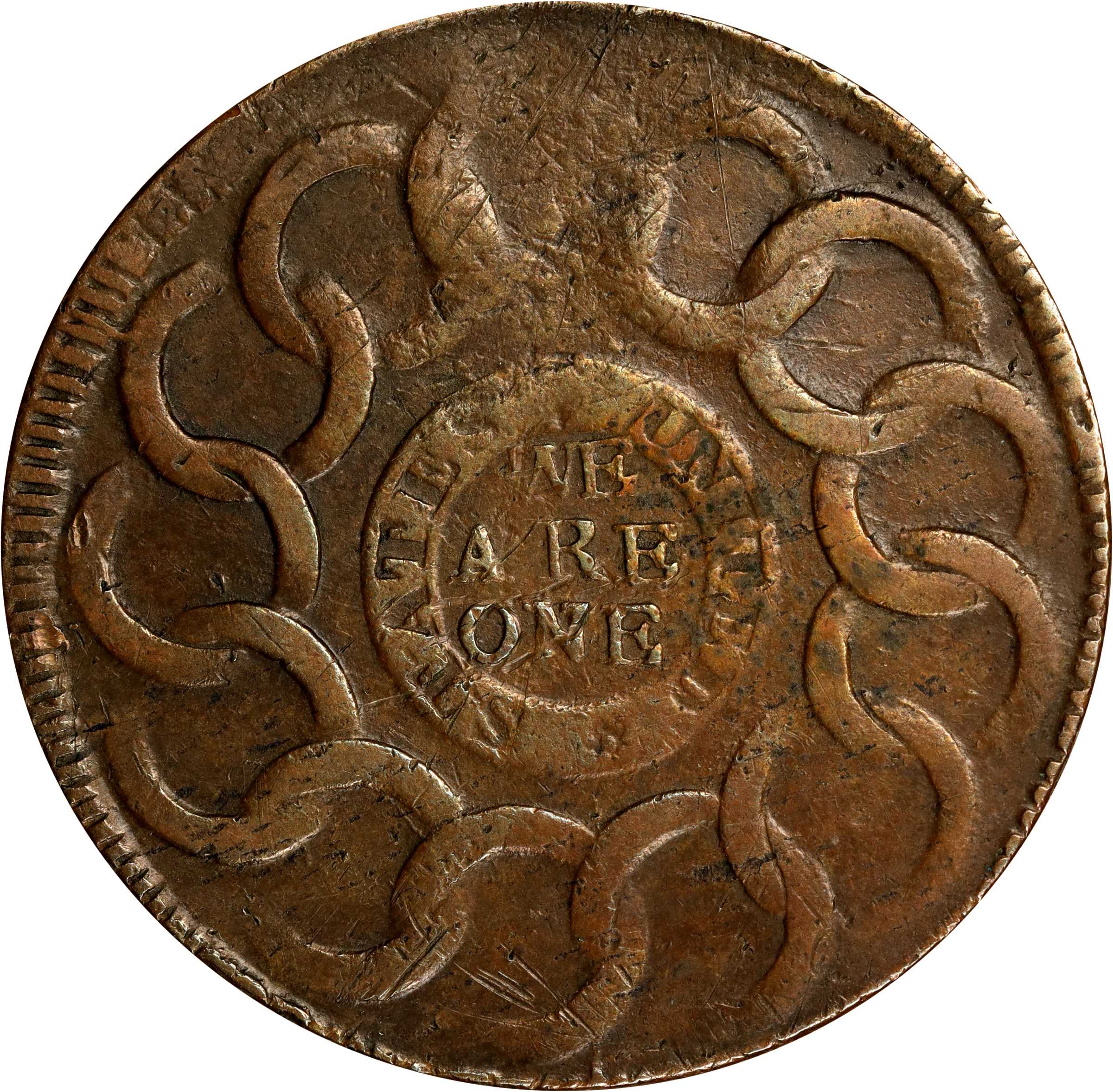 1787 Fugio 1c 4 Cinquefoils, STATES UNITED, Newman 8-X MS BN F12 BN thumbnail 4