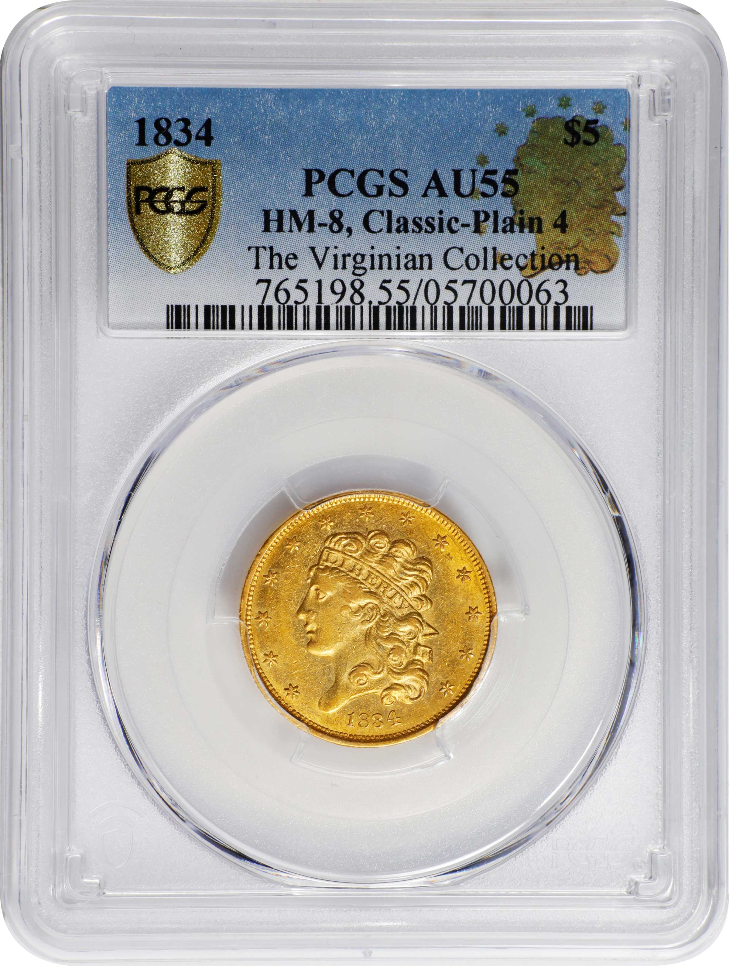 1834 $5  Classic Head, Plain 4, HM-8 MS thumbnail 15