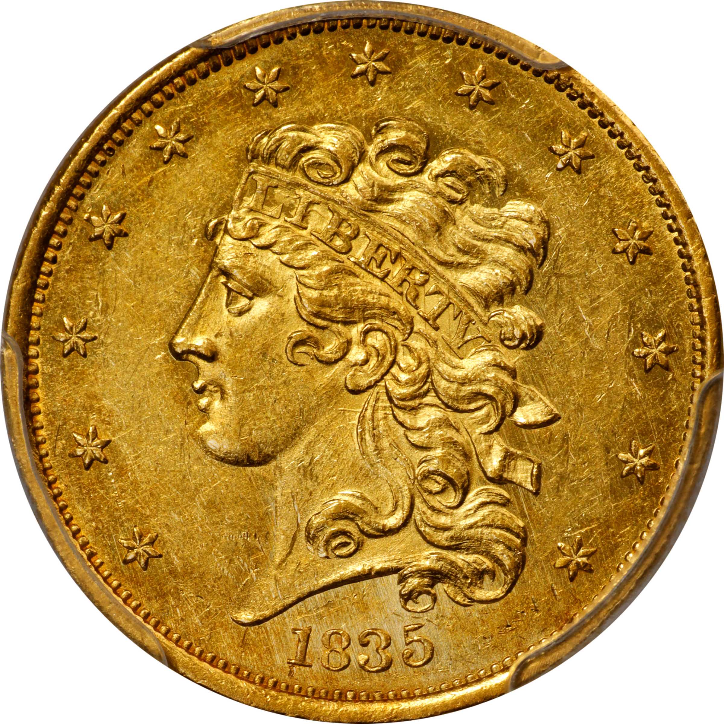 1835 Classic Head Half Eagle. HM-4. Rarity-6. MS-61 (PCGS).