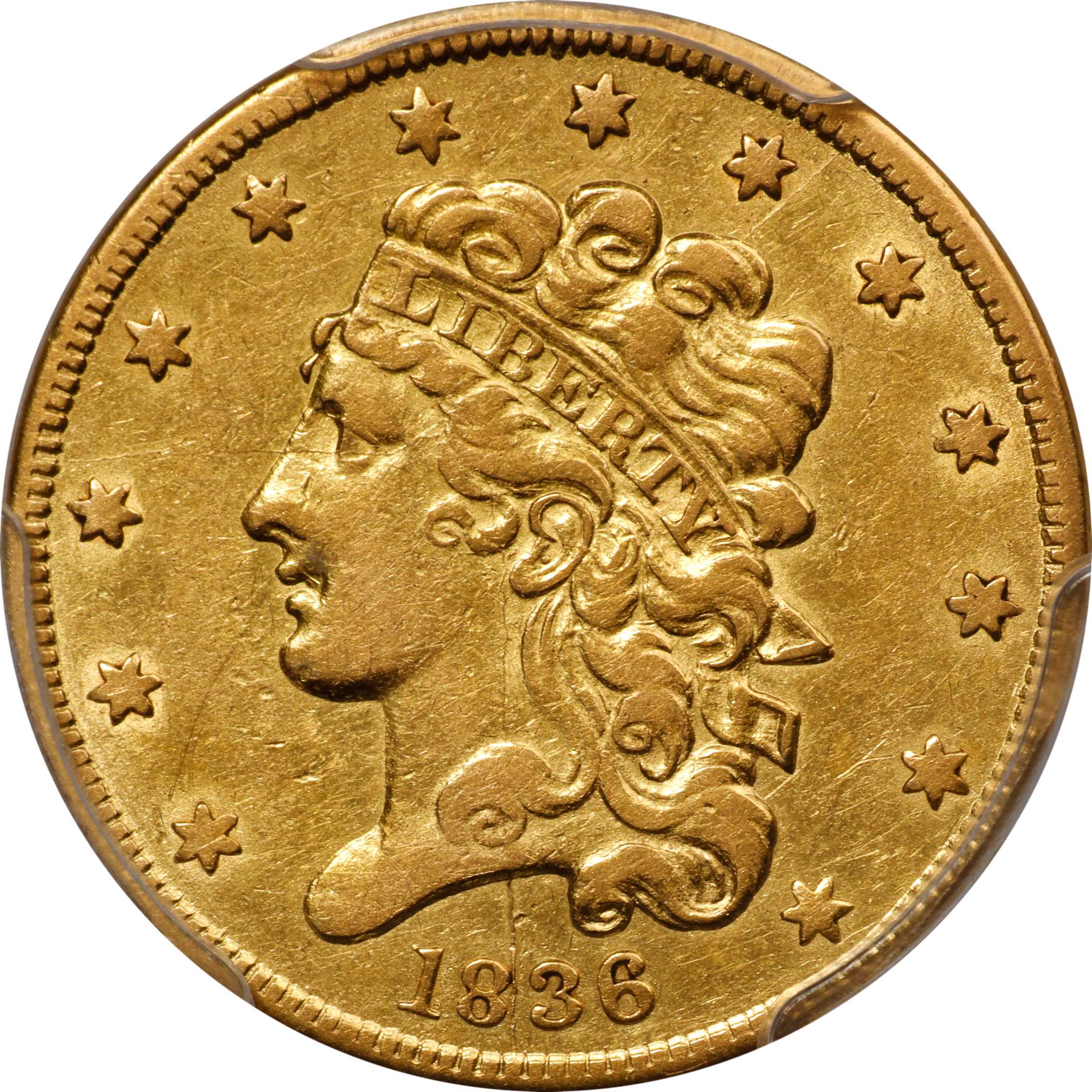 1836 Classic Head Half Eagle. HM-5. Rarity-5-. EF-40 (PCGS).