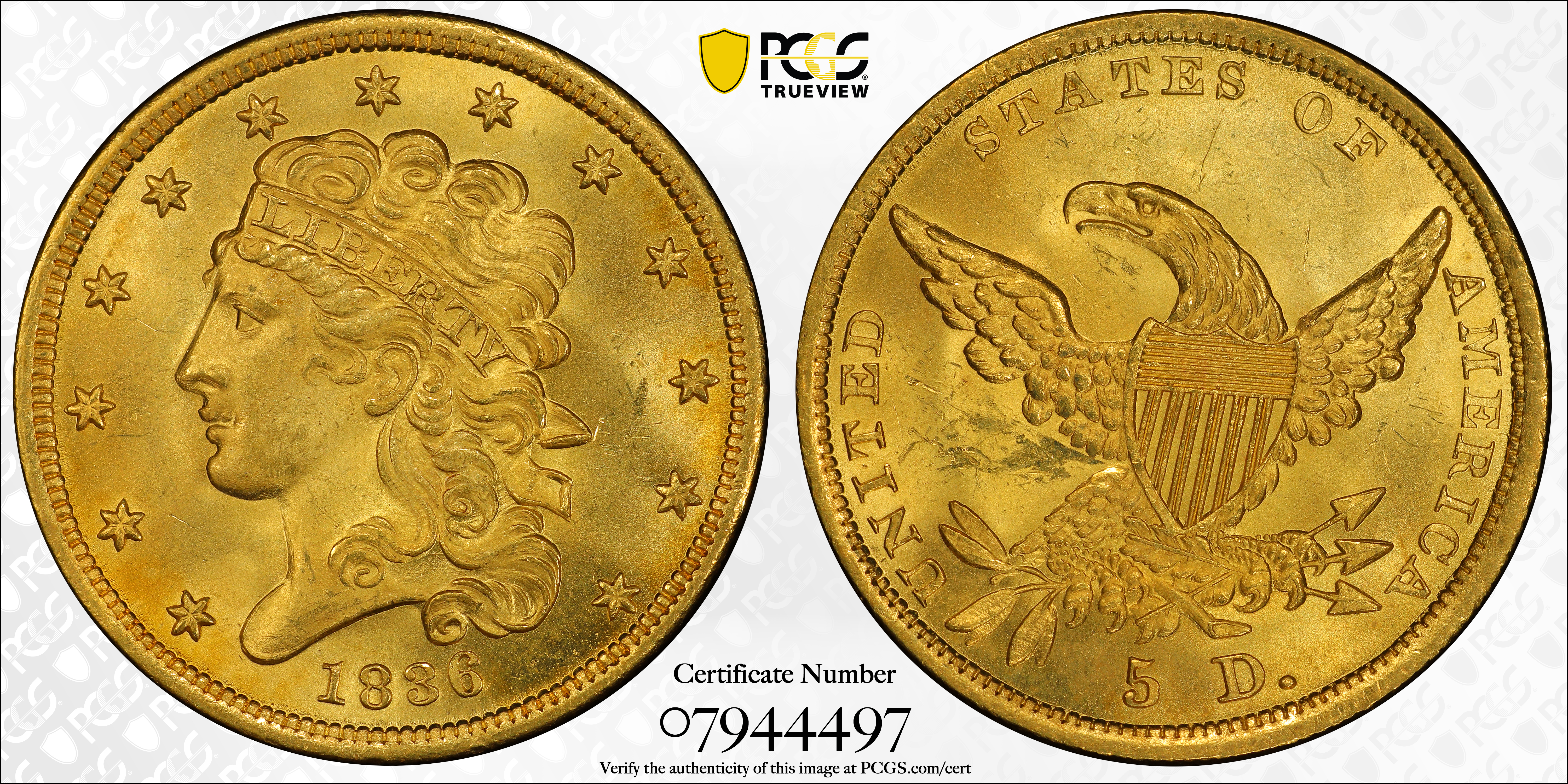 1836 $5  HM-8 MS thumbnail 4