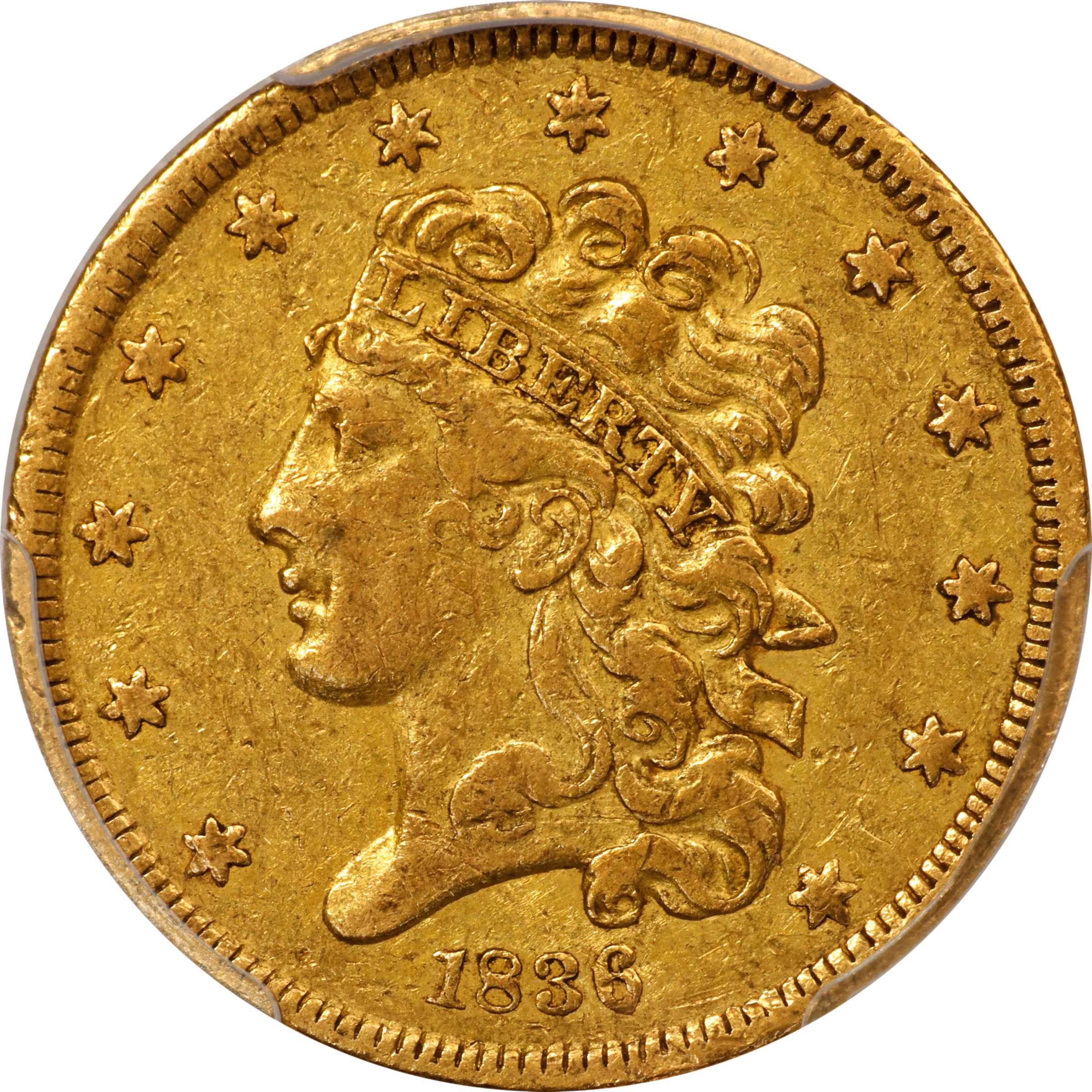1836 Classic Head Half Eagle. HM-9. Rarity-7. EF-40 (PCGS).