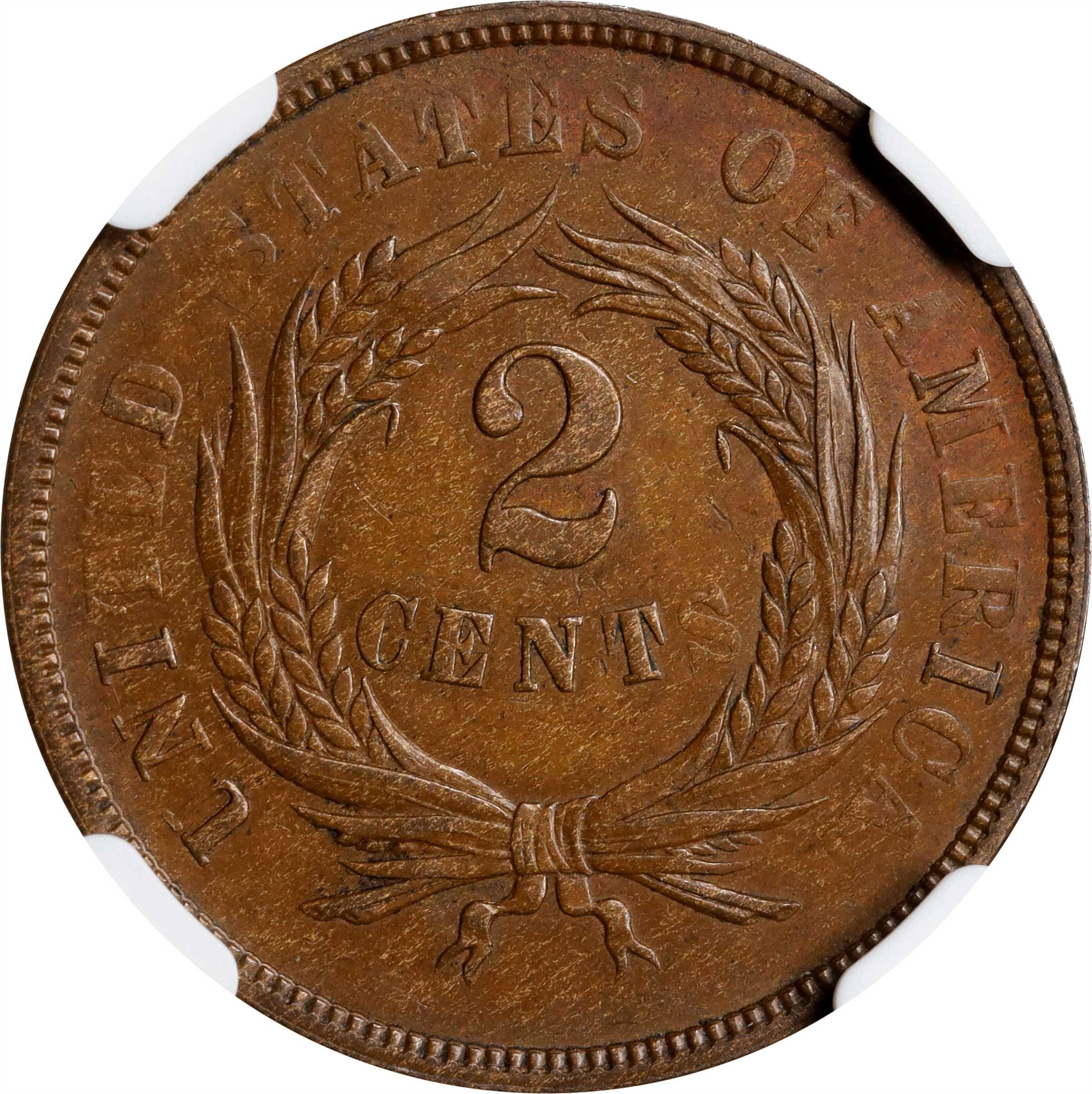 1867 2c Doubled Die Obverse , FS-101 MS BN MS63 BN thumbnail 2