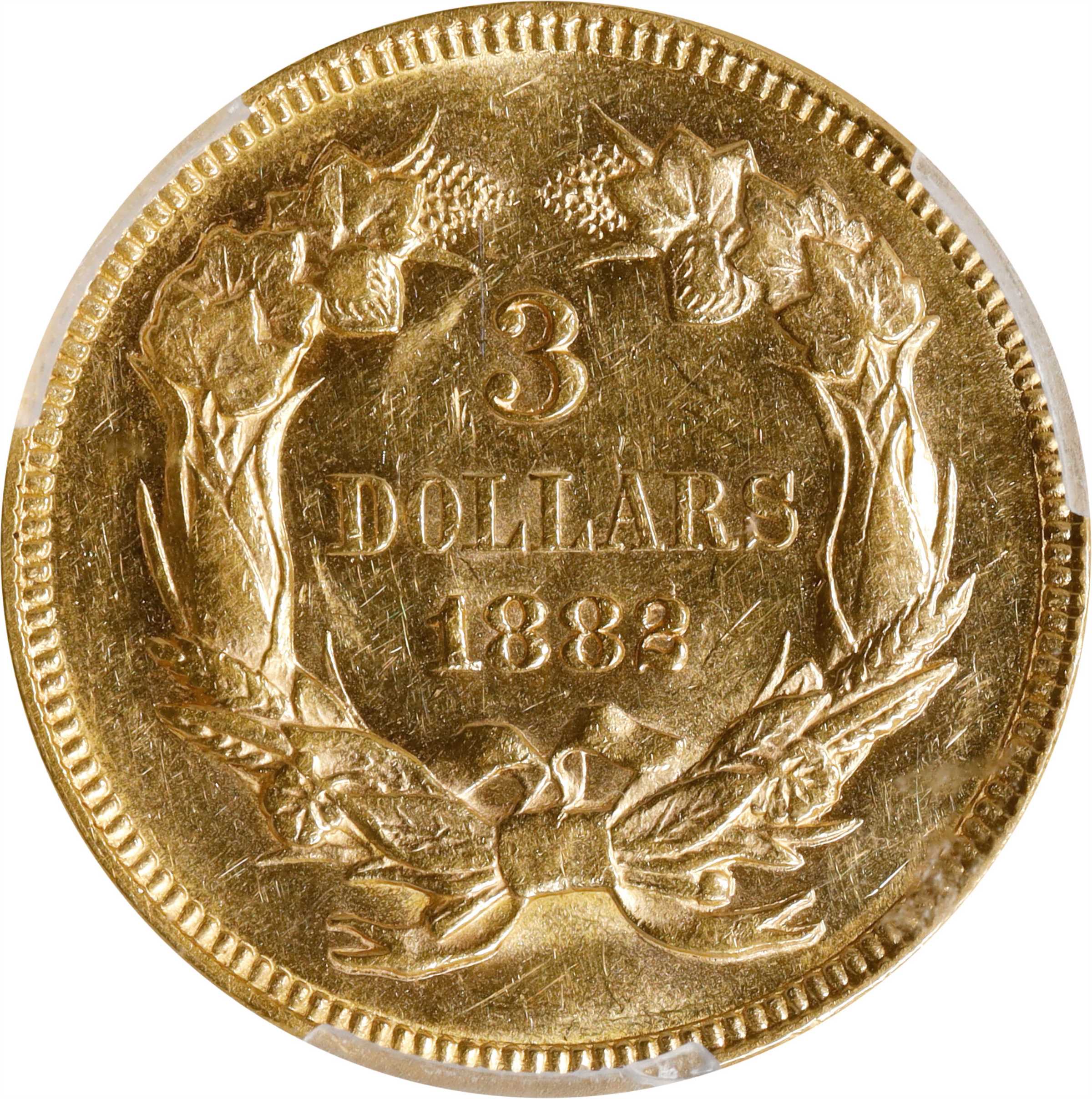 1882 $3  Repunched Date, FS-301 AU50 CAC thumbnail 4