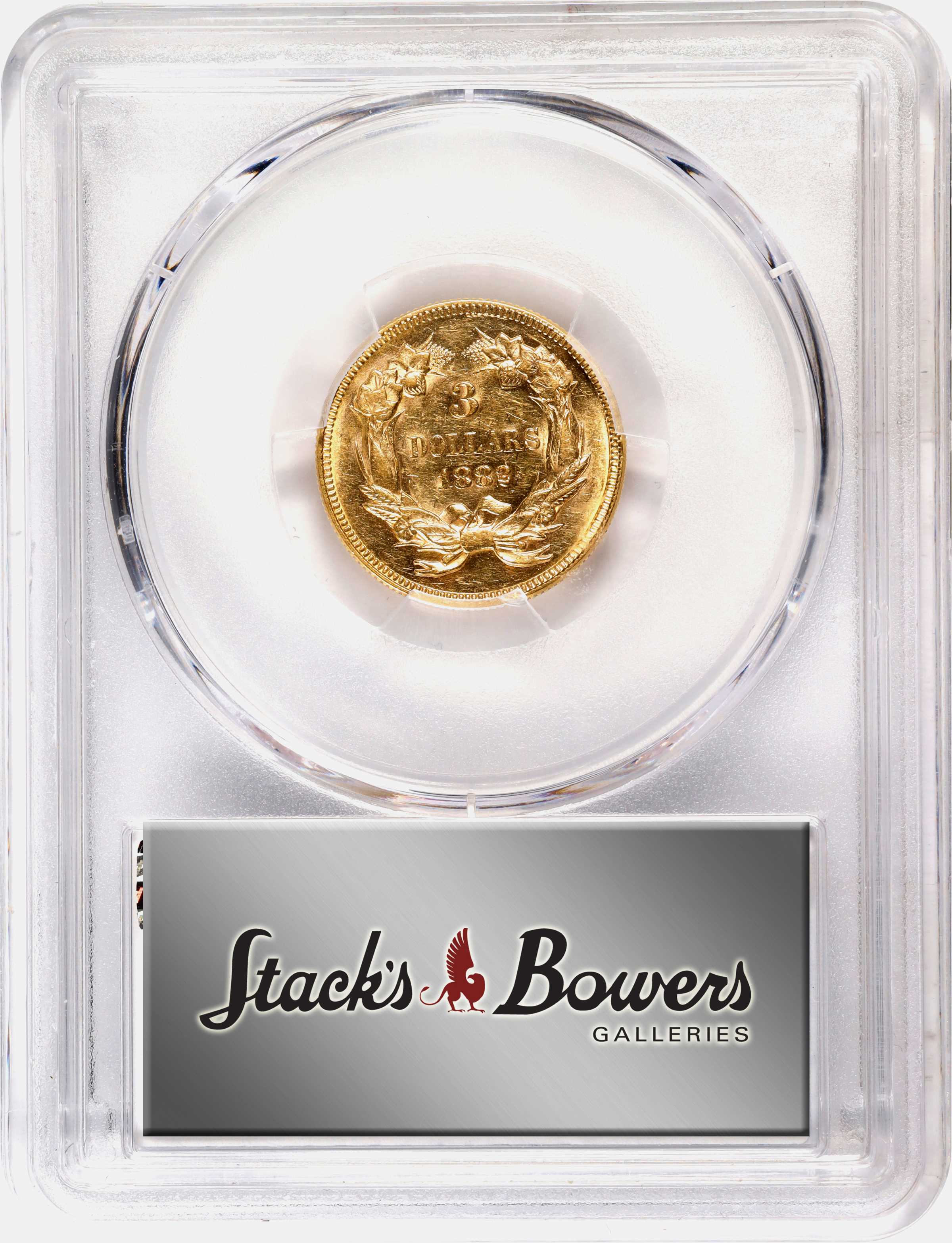 1882 $3  Repunched Date, FS-301 AU50 CAC thumbnail 6