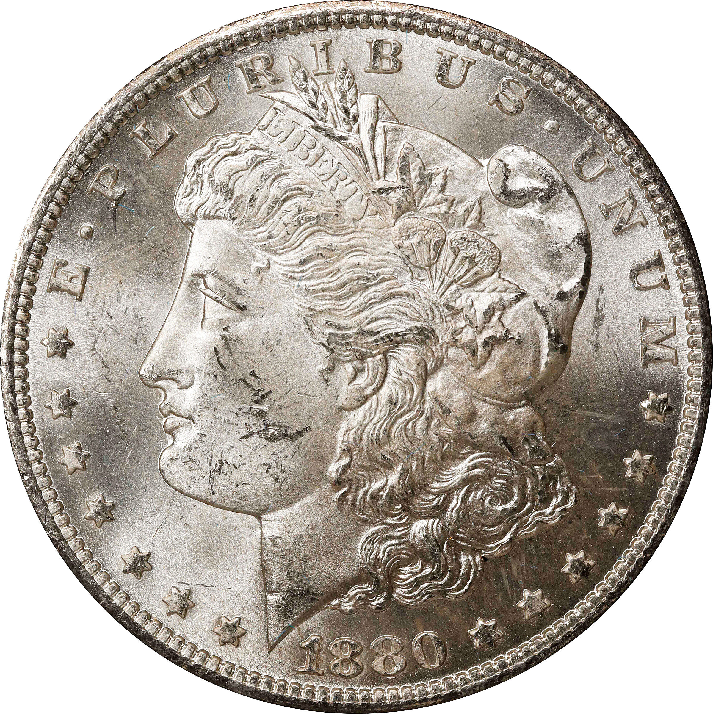 1880-CC GSA Morgan Silver Dollar. VAM-7A. Hit List 40. Reverse of 1878. MS-63 (NGC). CAC.