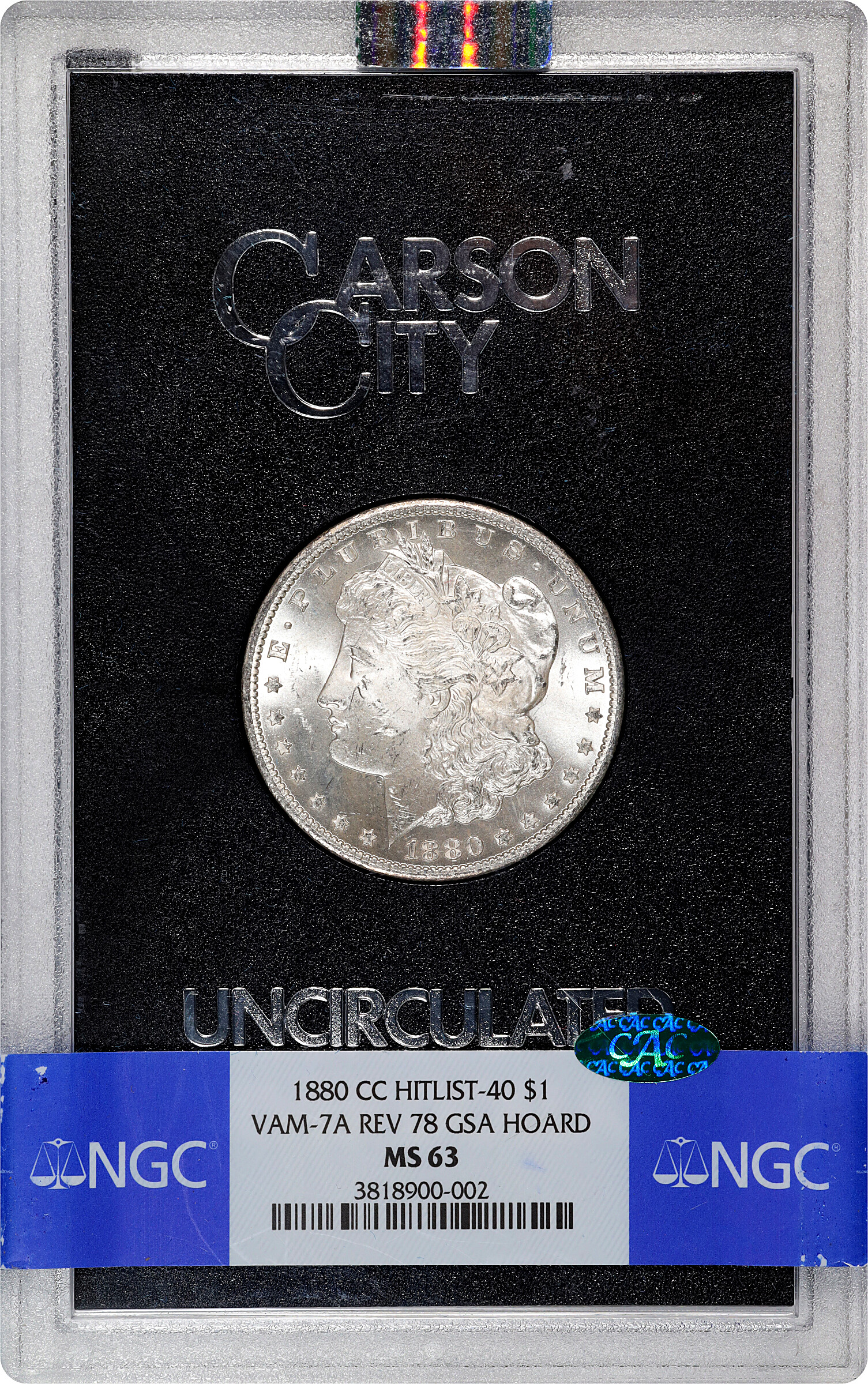 1880-CC $1  GSA Hoard, Reverse of 1878, 8/7, VAM-7 MS60 thumbnail 15