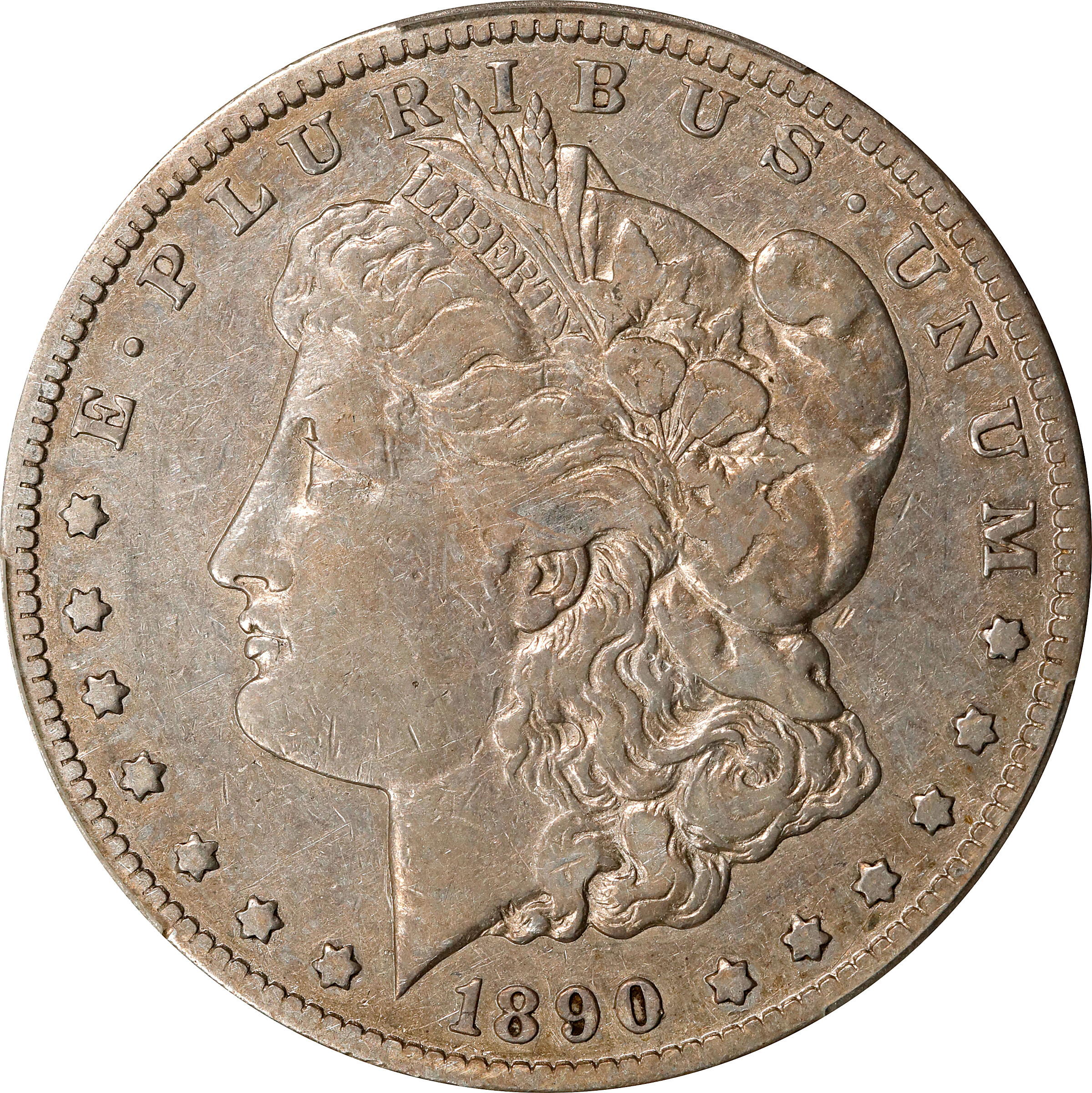 1890-CC Morgan Silver Dollar. Tailbar. VF-20 (PCGS).