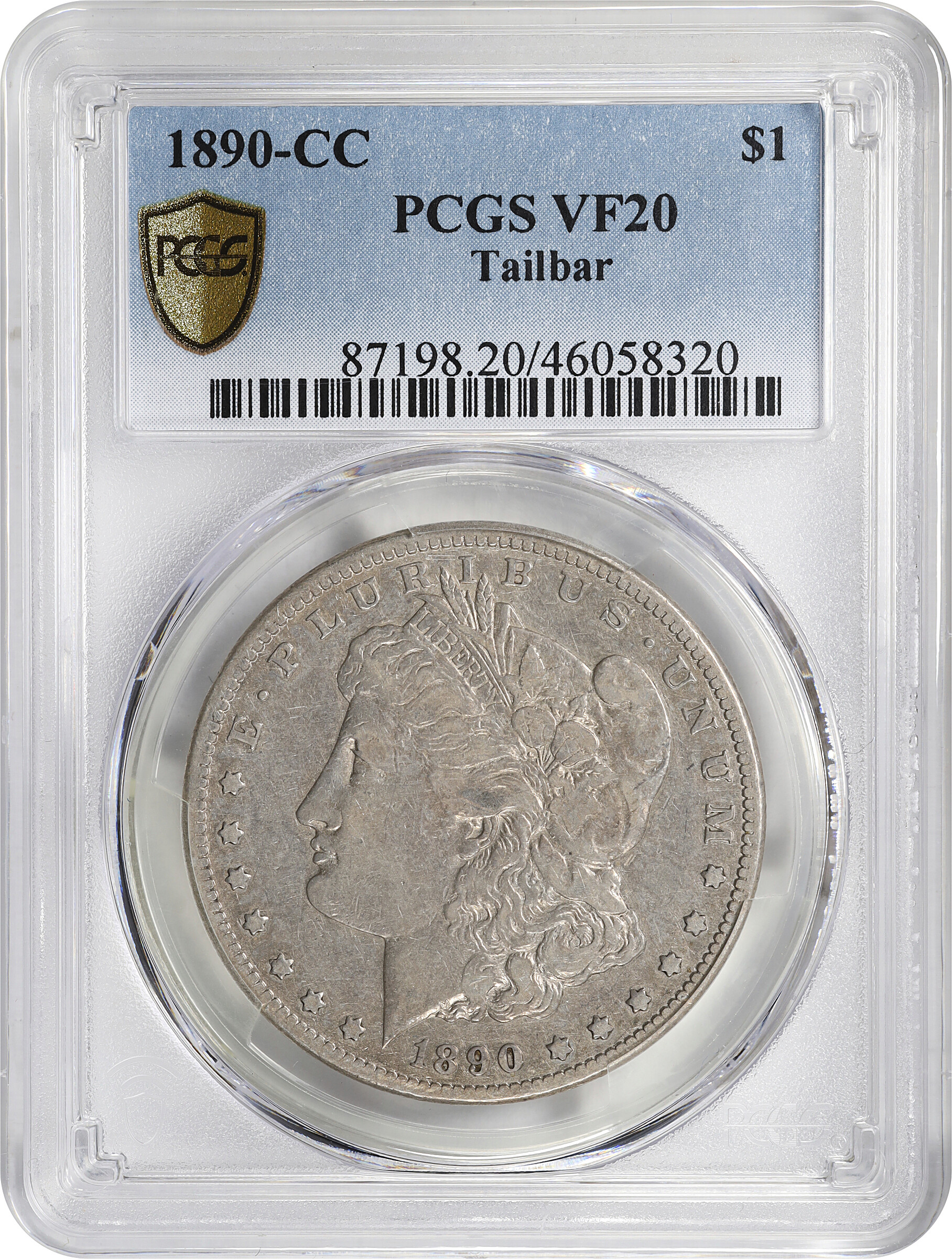 1890-CC $1  Tail Bar VF20 CAC thumbnail 3