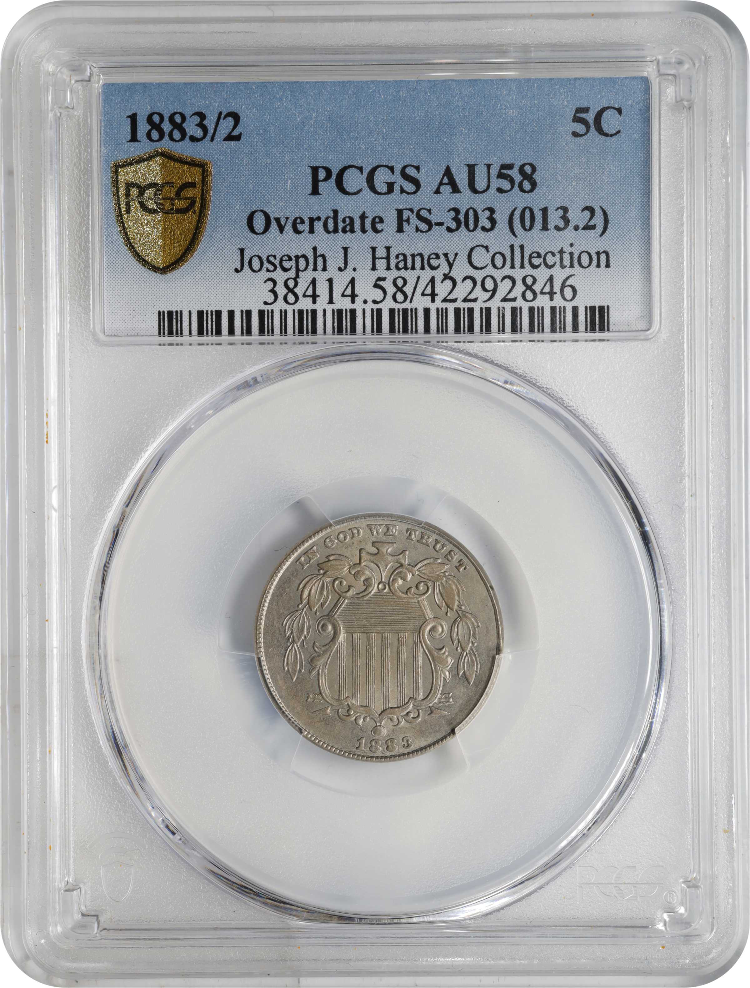 1883/2 5c Shield, Overdate, FS-303 MS66 thumbnail 15