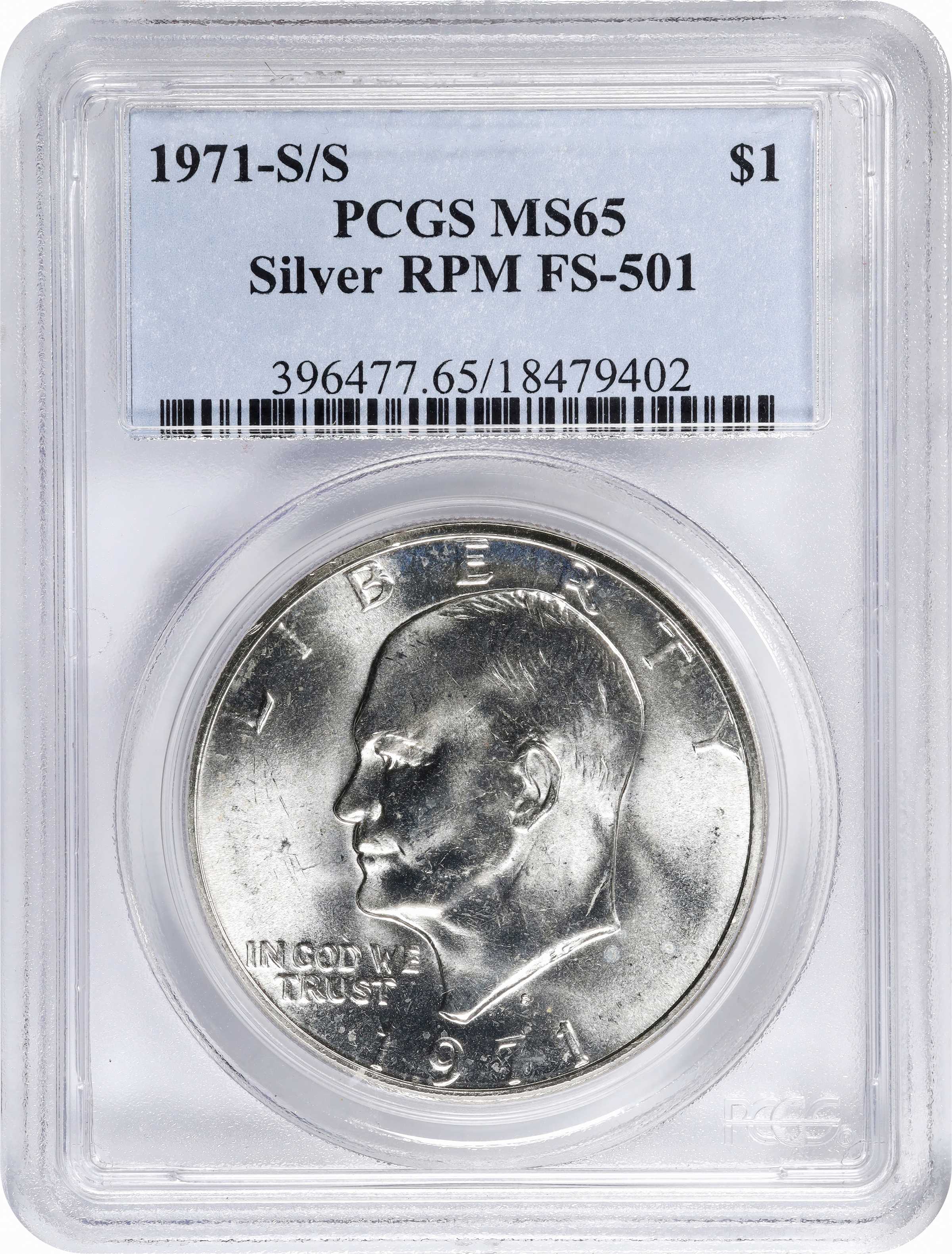 1971-S/S $1  Silver, RPM, FS-501 AU58 thumbnail 4