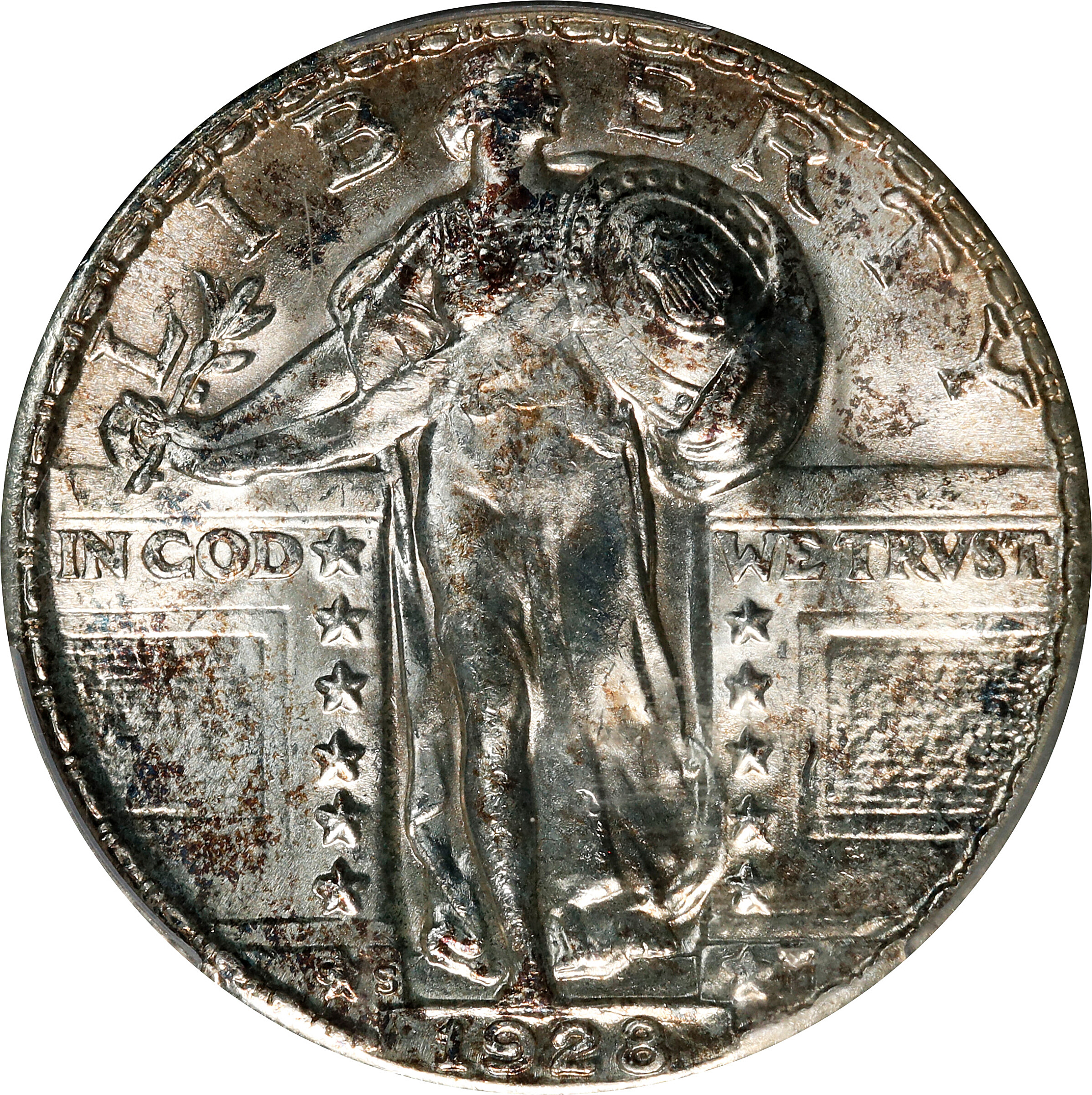 1928-S Standing Liberty Quarter. FS-501. Inverted Mintmark. MS-65+ (PCGS).