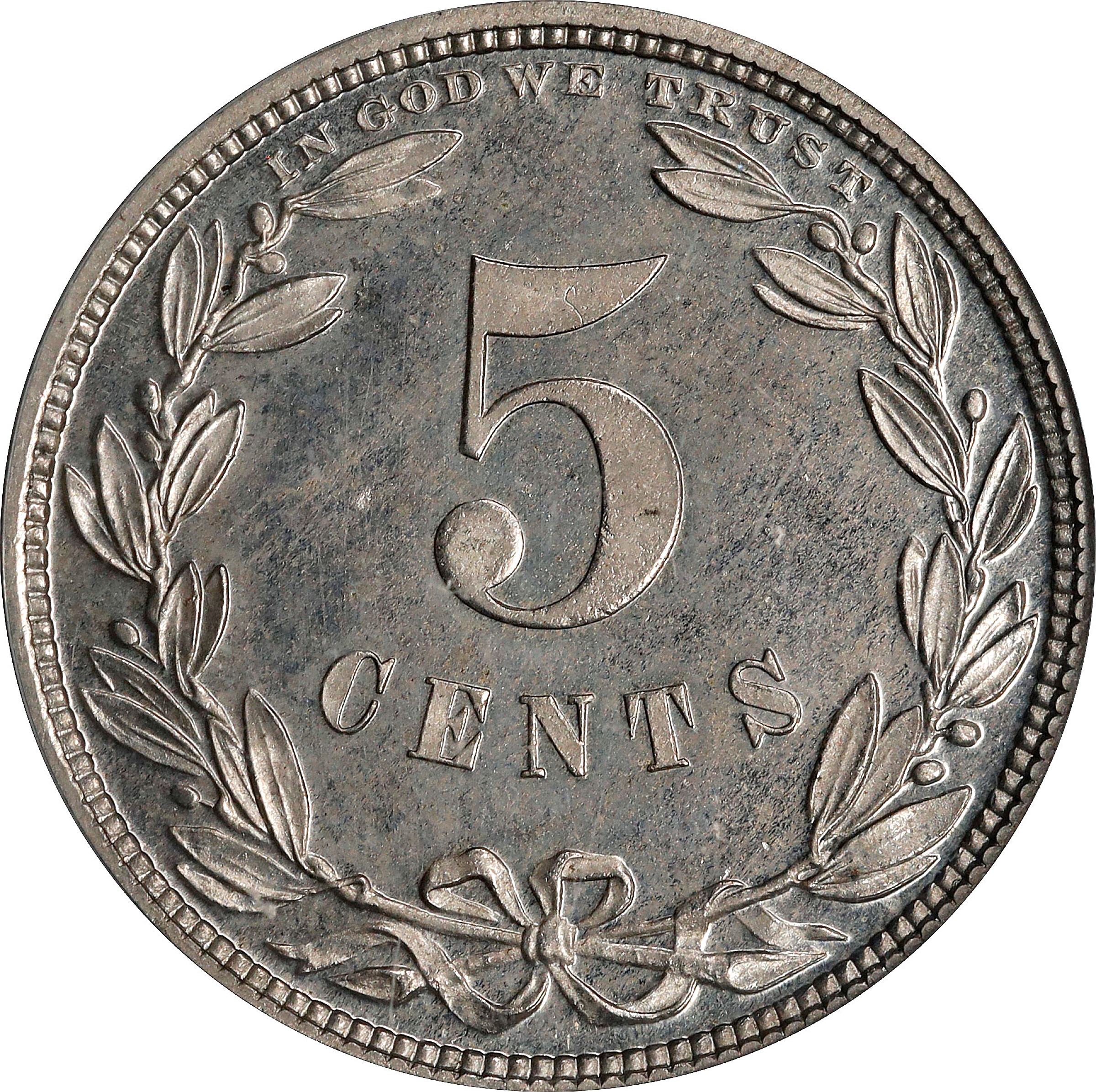 1867 P5c Nickel, J-570 PR CAM PR64 CAM CAC thumbnail 2