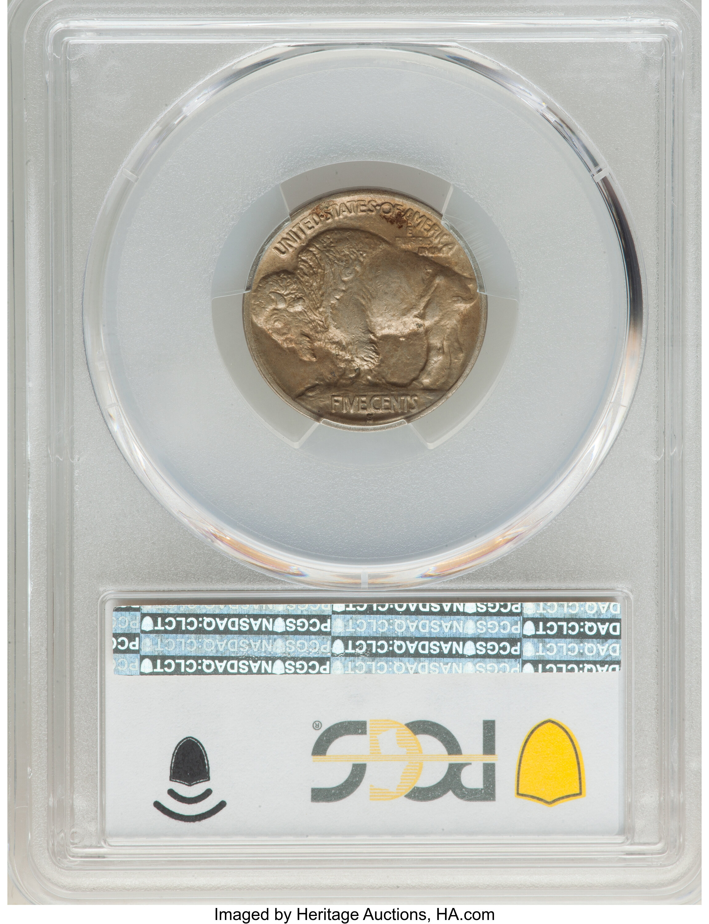1913-S 5c Buffalo, Type 1, 2 Feathers, FS-401 AU50 thumbnail 2
