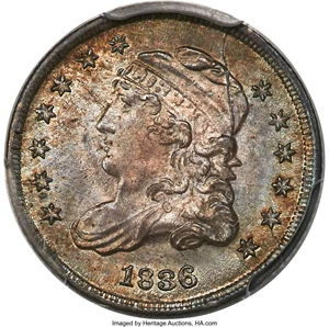 image for: 1836 H10C 3 Over Inverted 3, V-4, LM-3, FS-301, R.1, MS66+ PCGS. CAC....