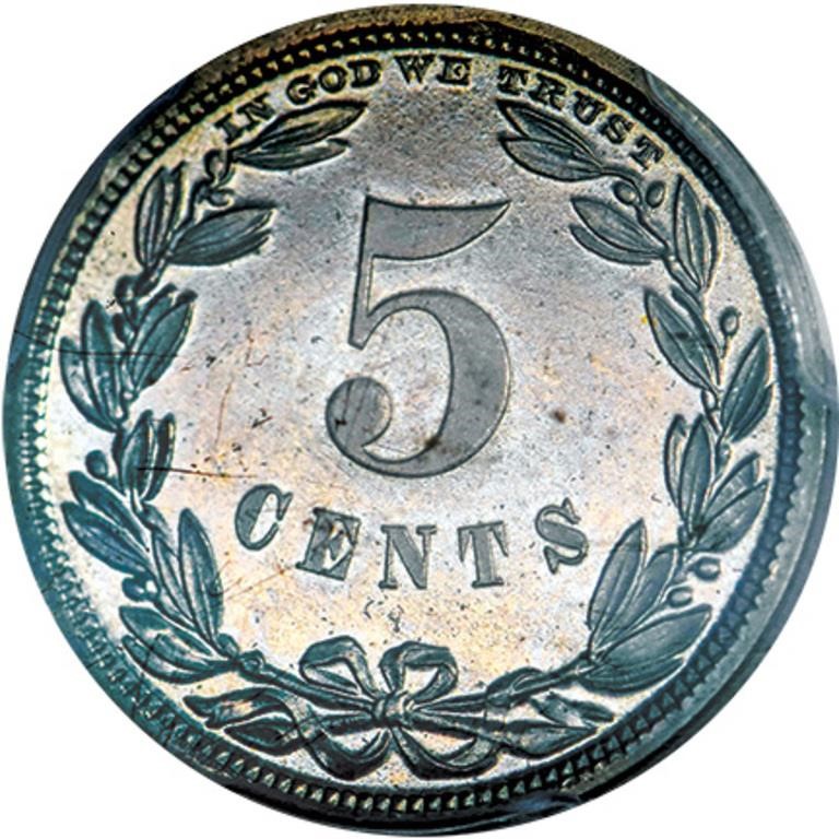 1867 P5c Nickel, J-570 PR CAM PR64 CAM CAC thumbnail 6