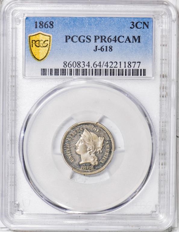 1868 P3cN Nickel, J-618 PR CAM thumbnail 13