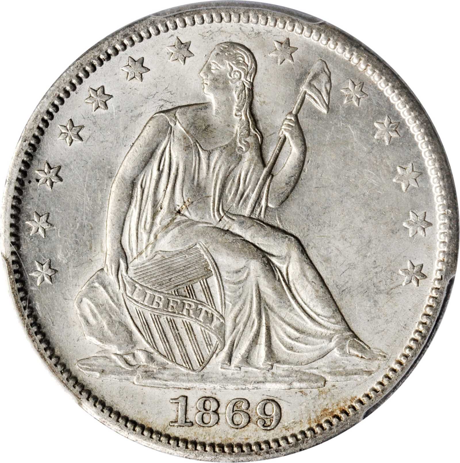 1869-S Liberty Seated Half Dollar. WB-2. Rarity-3. MS-61 (PCGS).