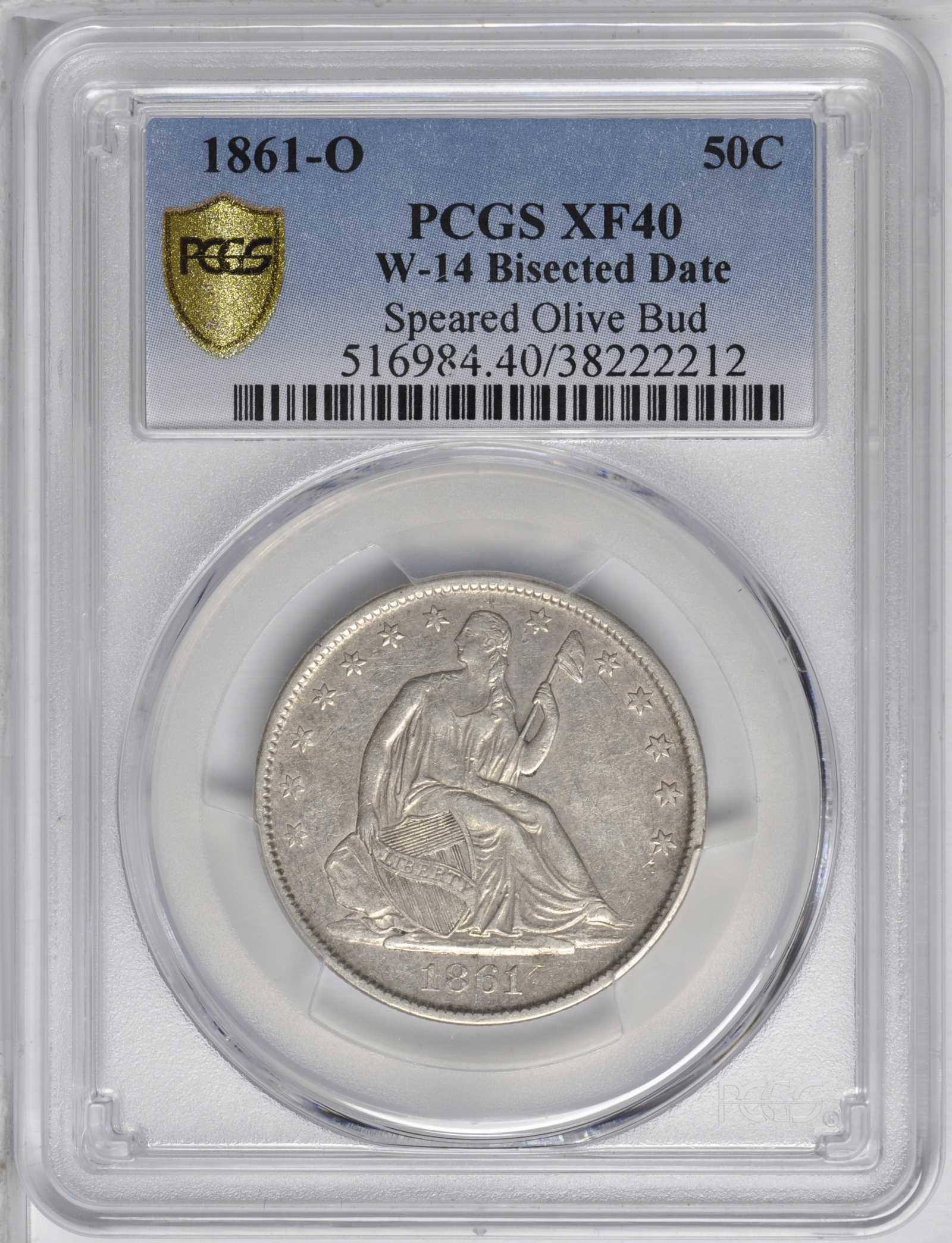 1861-O 50c Bisected Date, Speared Olive Bud, FS-402/901, W-14 VG8 thumbnail 14