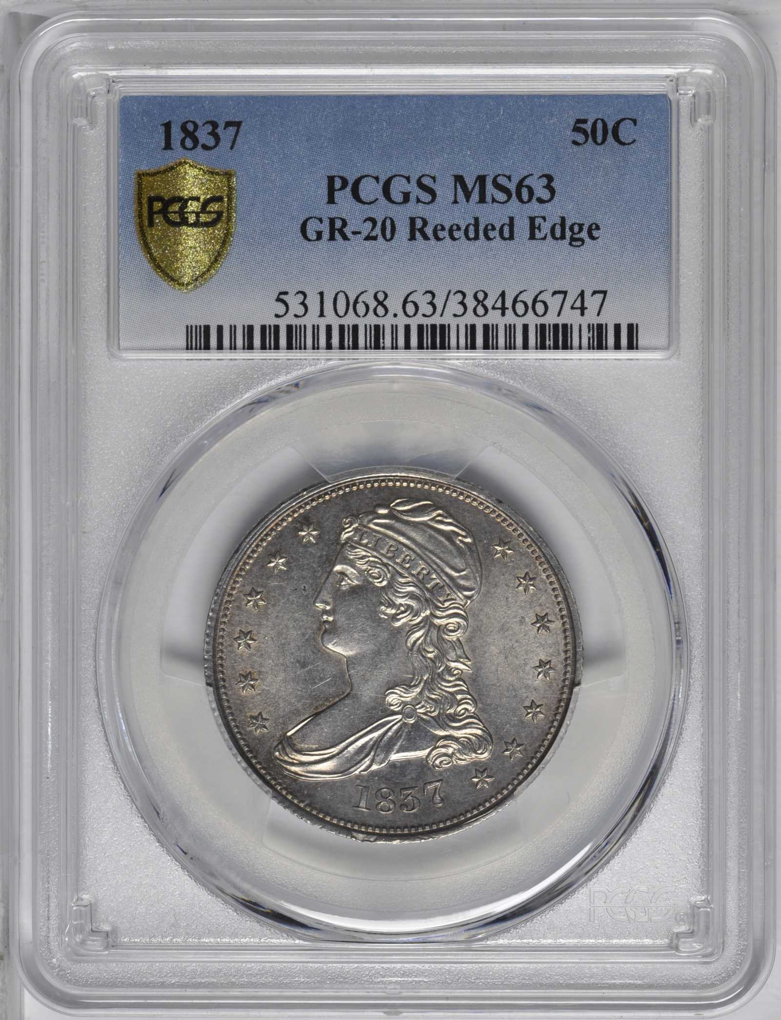 1837 50c Reeded Edge, GR-20 XF45 thumbnail 8