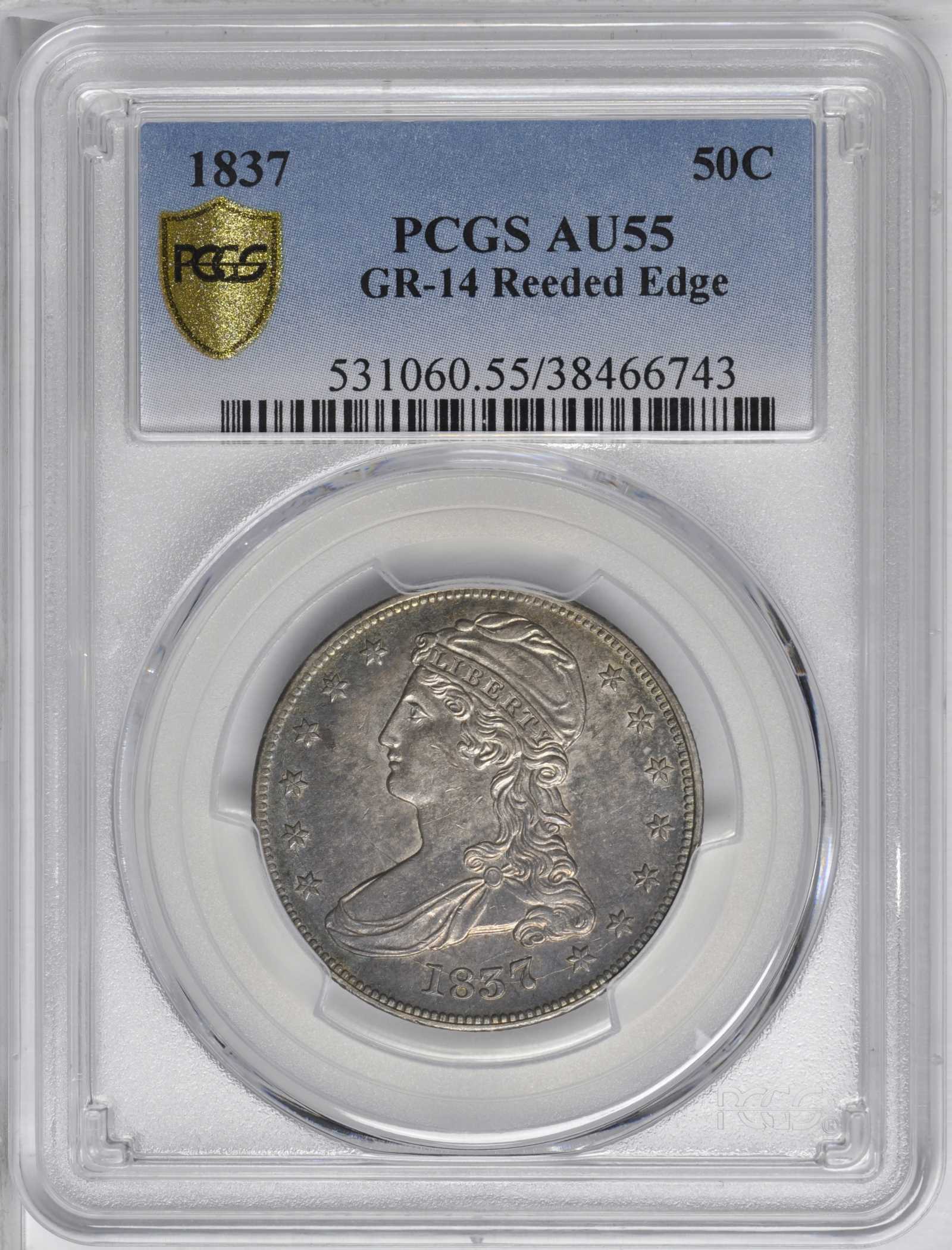1837 50c Reeded Edge, GR-14 MS67 CAC thumbnail 8