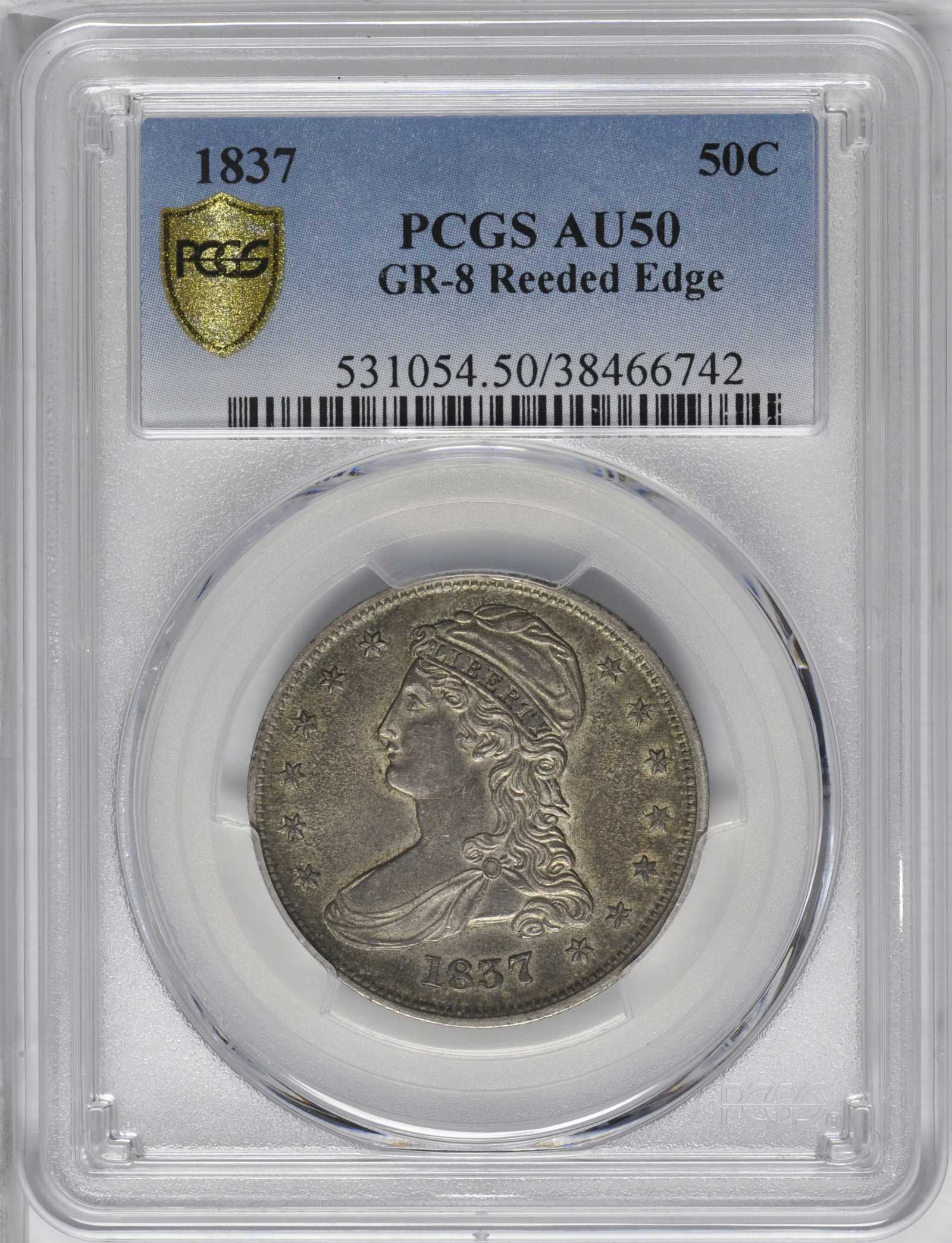 1837 50c Reeded Edge, GR-8 F12 thumbnail 11
