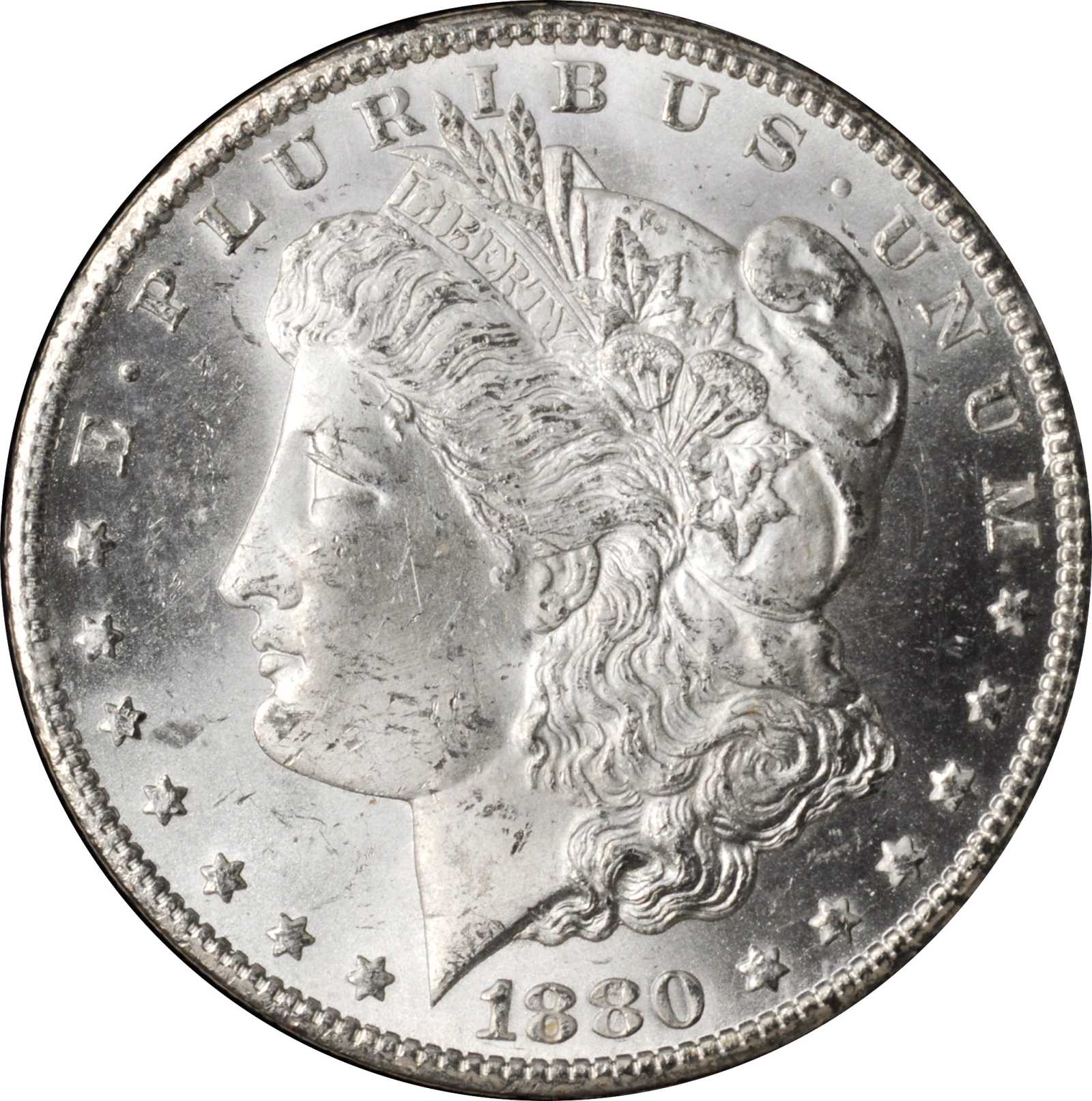 1880-CC GSA Morgan Silver Dollar. VAM-5. Top 100 Variety. 8/High 7. MS-64 (NGC).