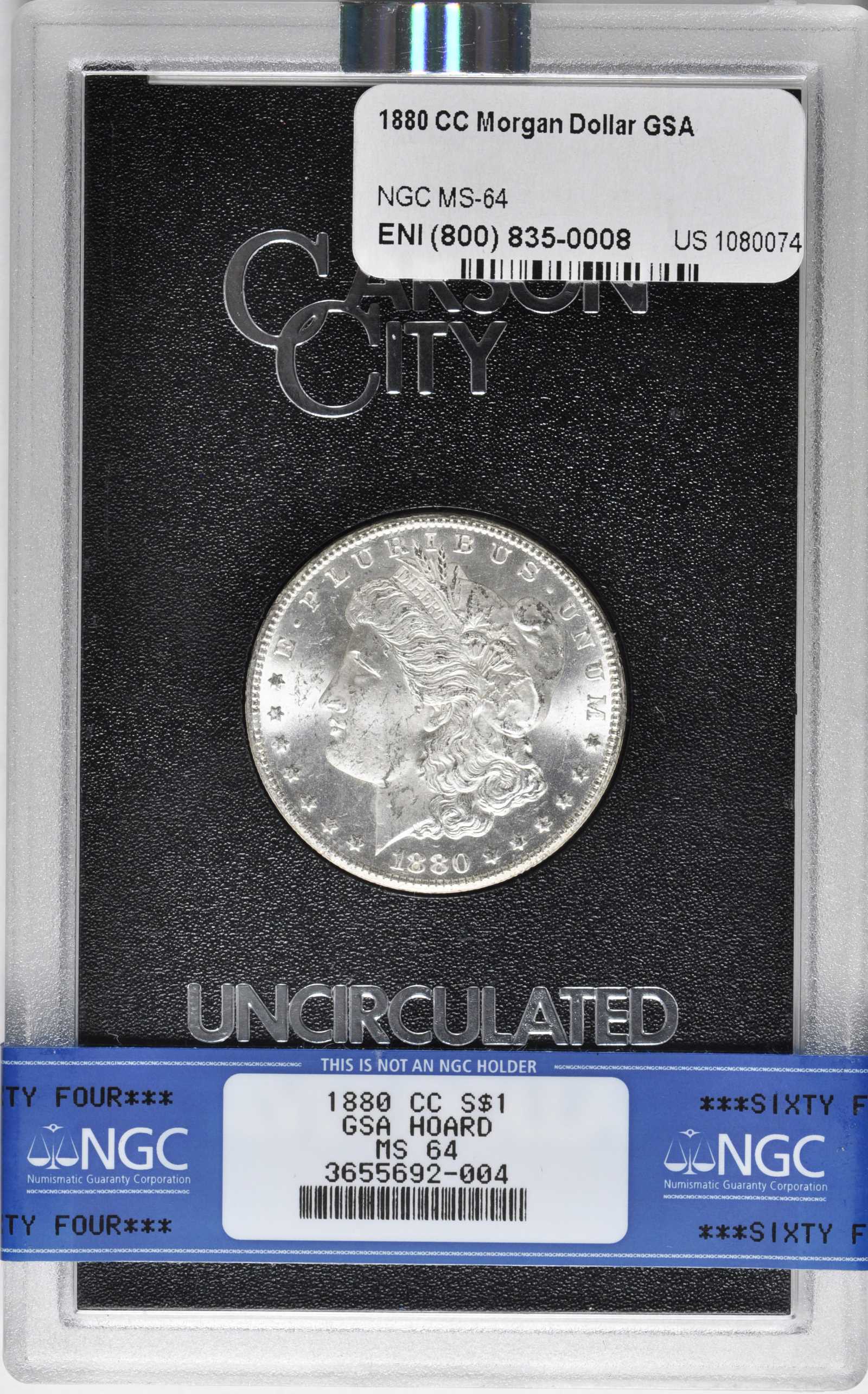 1880-CC $1  GSA Hoard, 8/High 7 MS64 CAC thumbnail 3