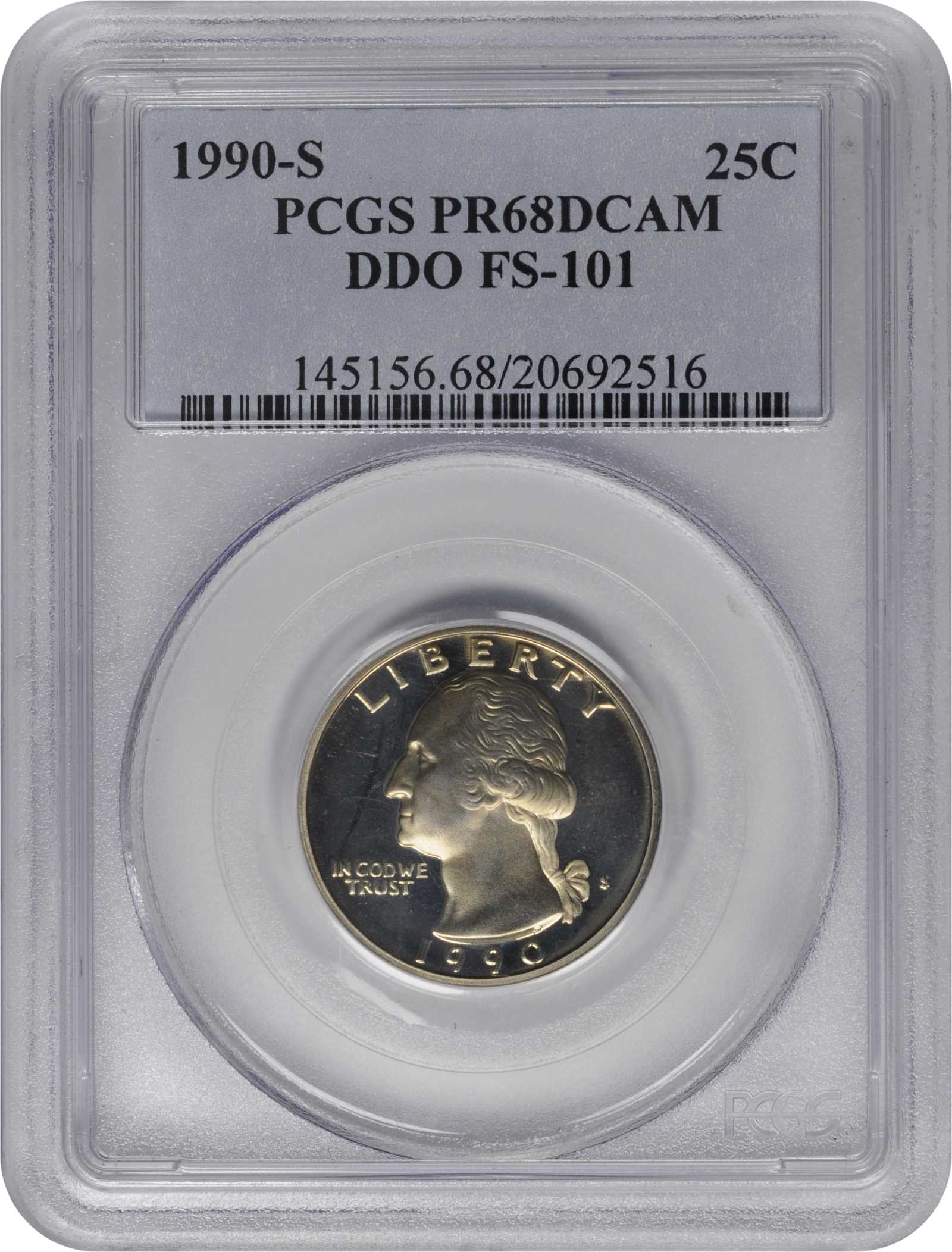 1990-S 25c Doubled Die Obverse, FS-101 PR DCAM PR63 DCAM thumbnail 4