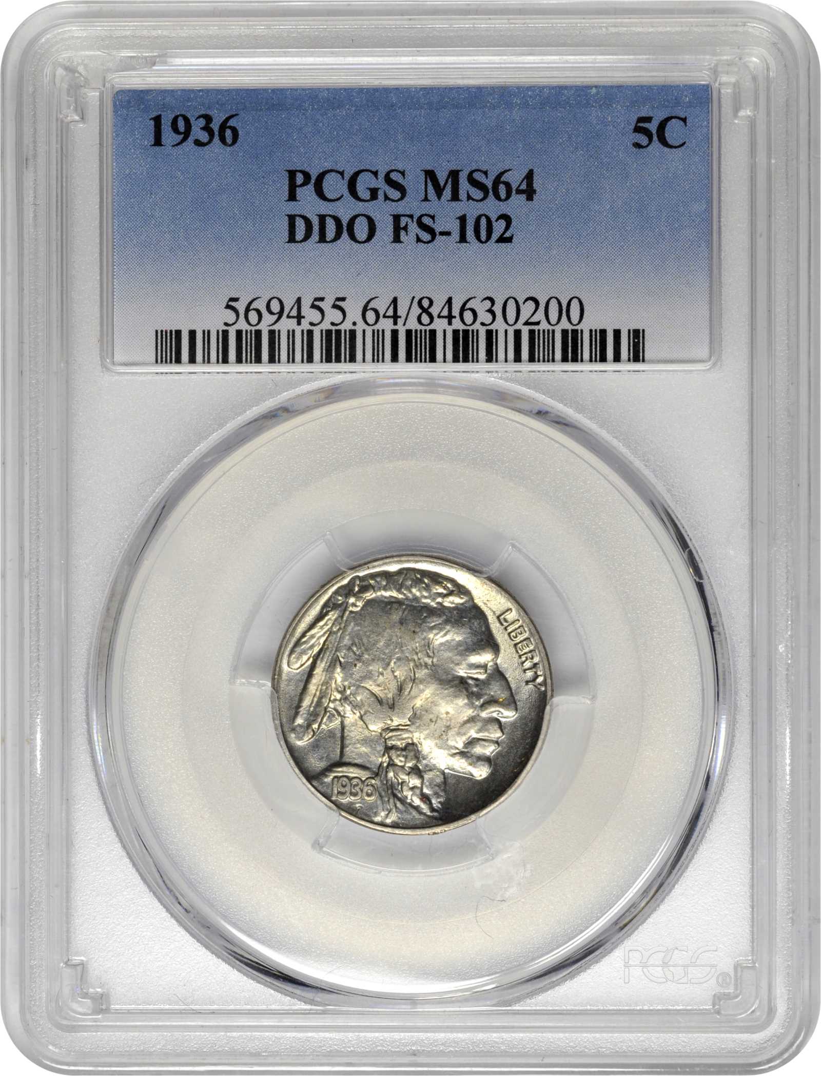 1936 5c Doubled Die Obverse, FS-102 F12 thumbnail 3