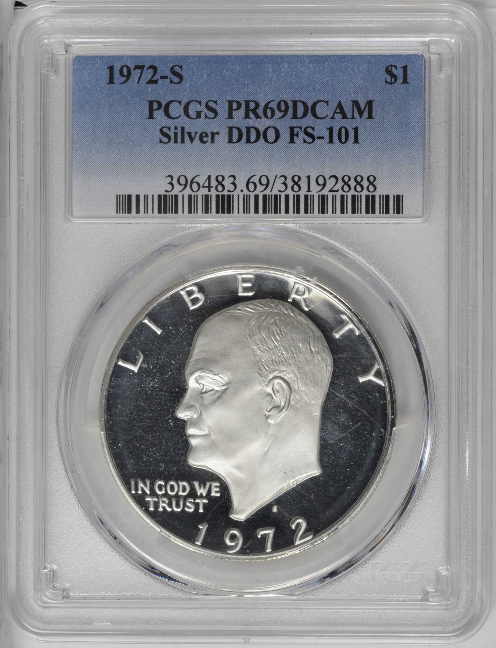 1972-S $1  Silver, Doubled Die Obverse, FS-101 PR DCAM PR63 DCAM thumbnail 16