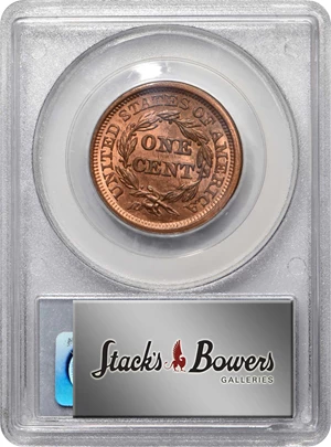image for: 1845 Braided Hair Cent. N-9. Rarity-2. MS-64 RD (PCGS). CAC.