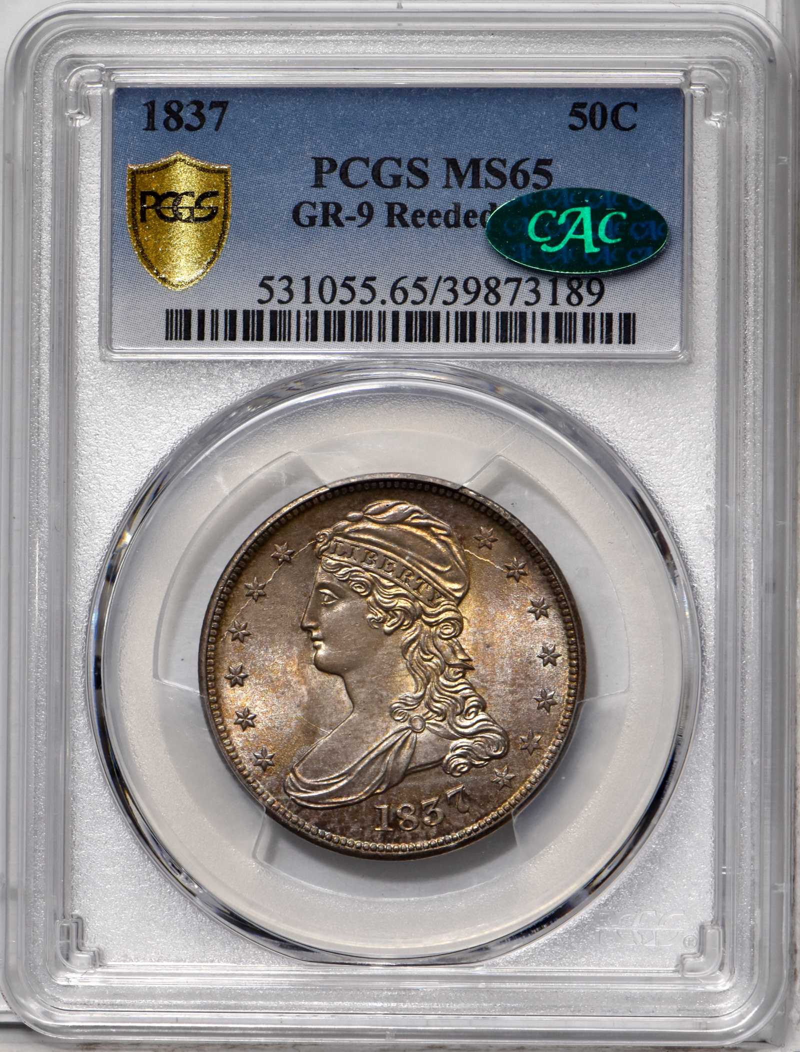 1837 50c Reeded Edge, GR-9 VF30 thumbnail 17