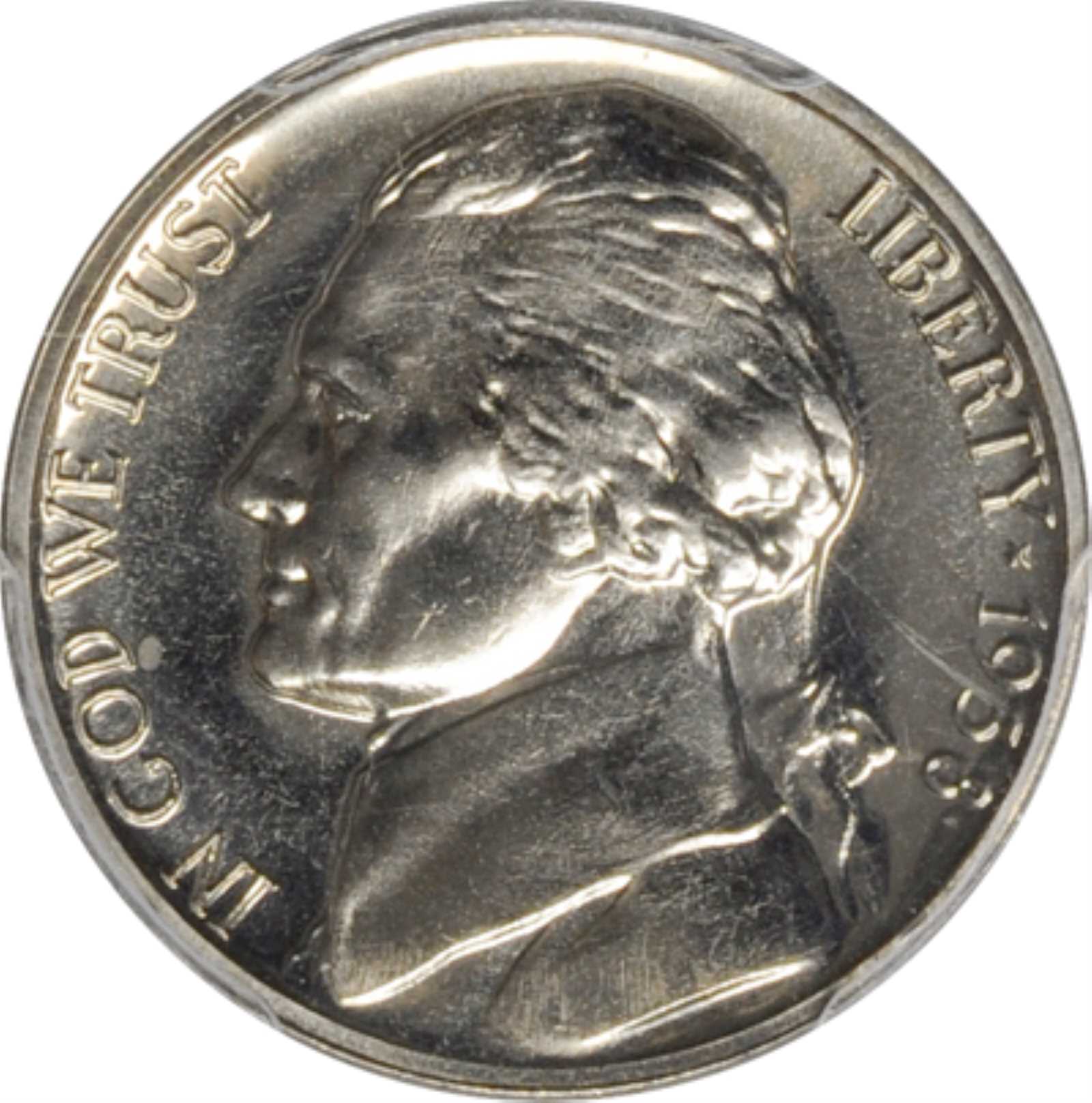 1938 Jefferson Nickel. FS-401. Re-Engraved Obverse Design. Proof-66 (PCGS).