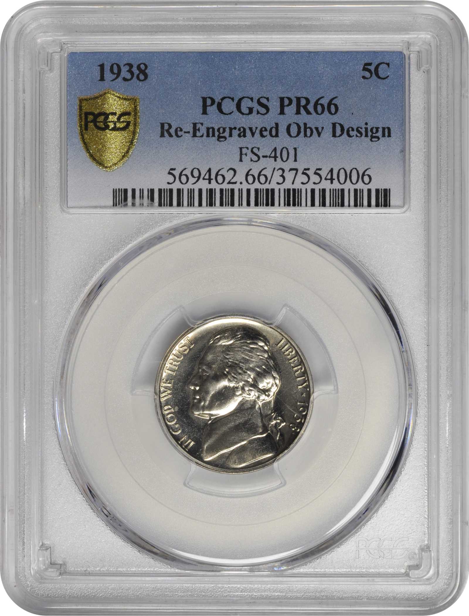 1938 5c Jefferson, Re-Engraved Obv Design, FS-401 PR63 thumbnail 8