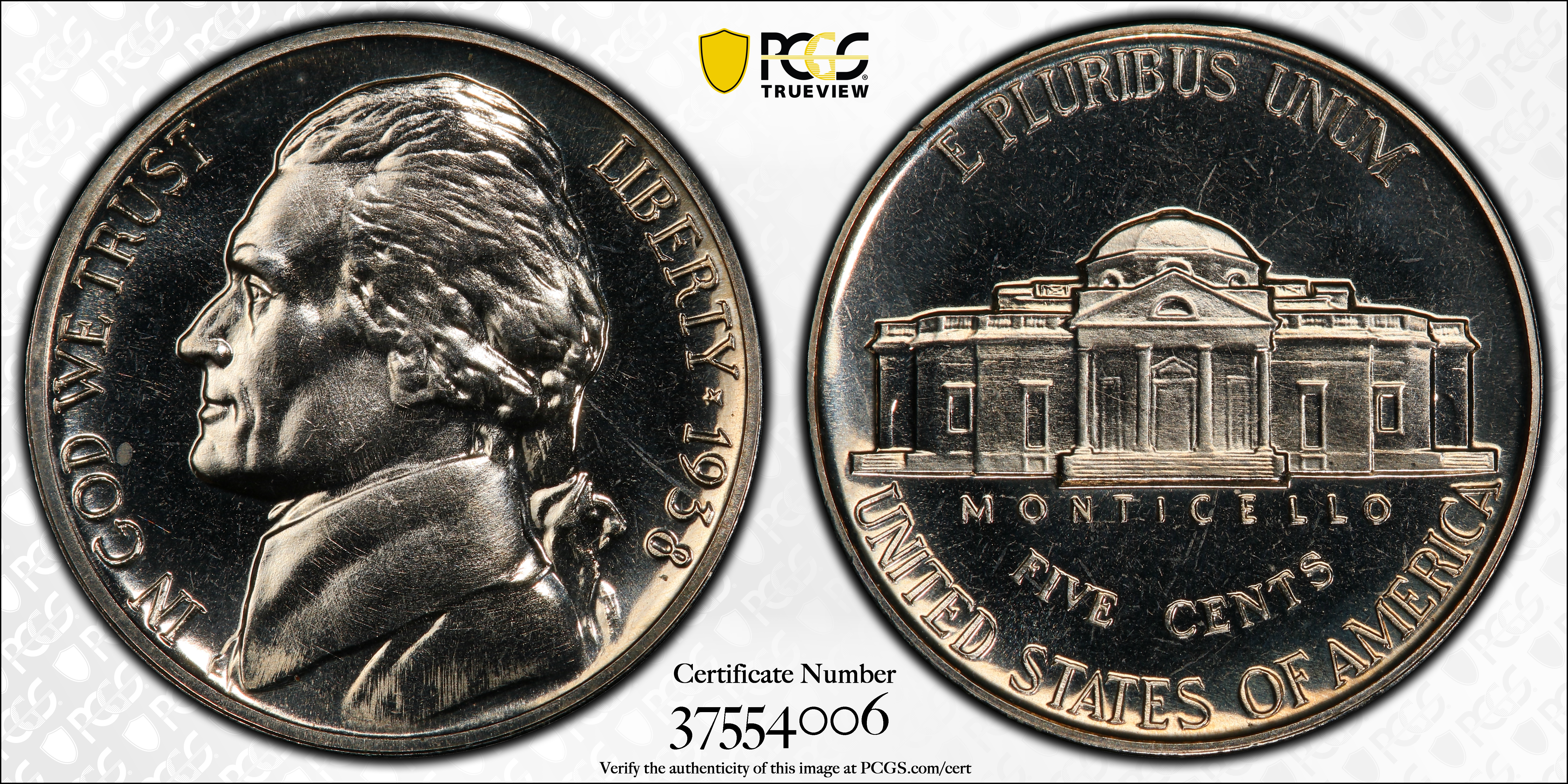 1938 5c Jefferson, Re-Engraved Obv Design, FS-401 PR thumbnail 2