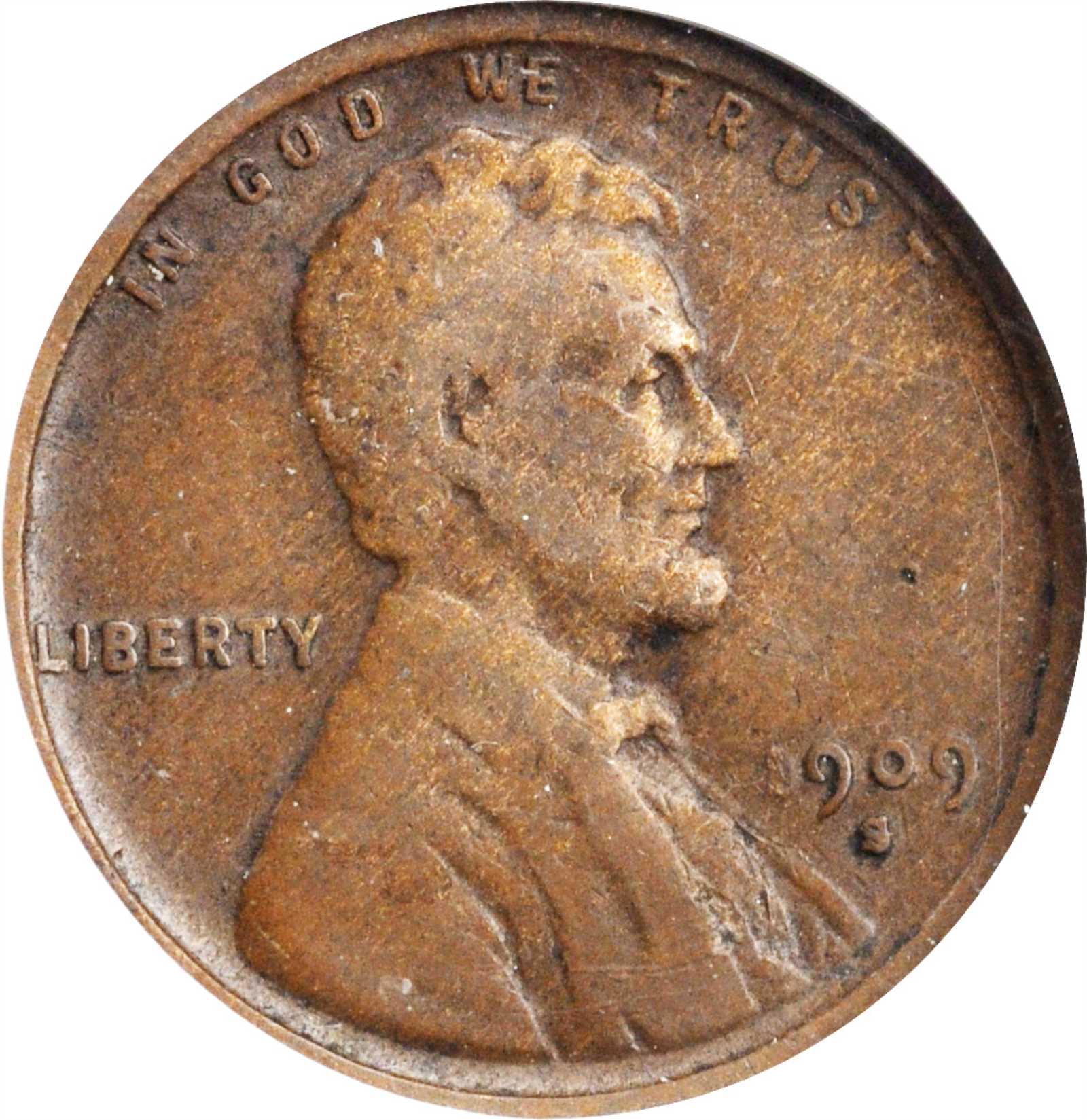 1909-S/S Lincoln Cent. FS-1501, RPM-1. Repunched Mintmark. VG-10 (ANACS). OH.